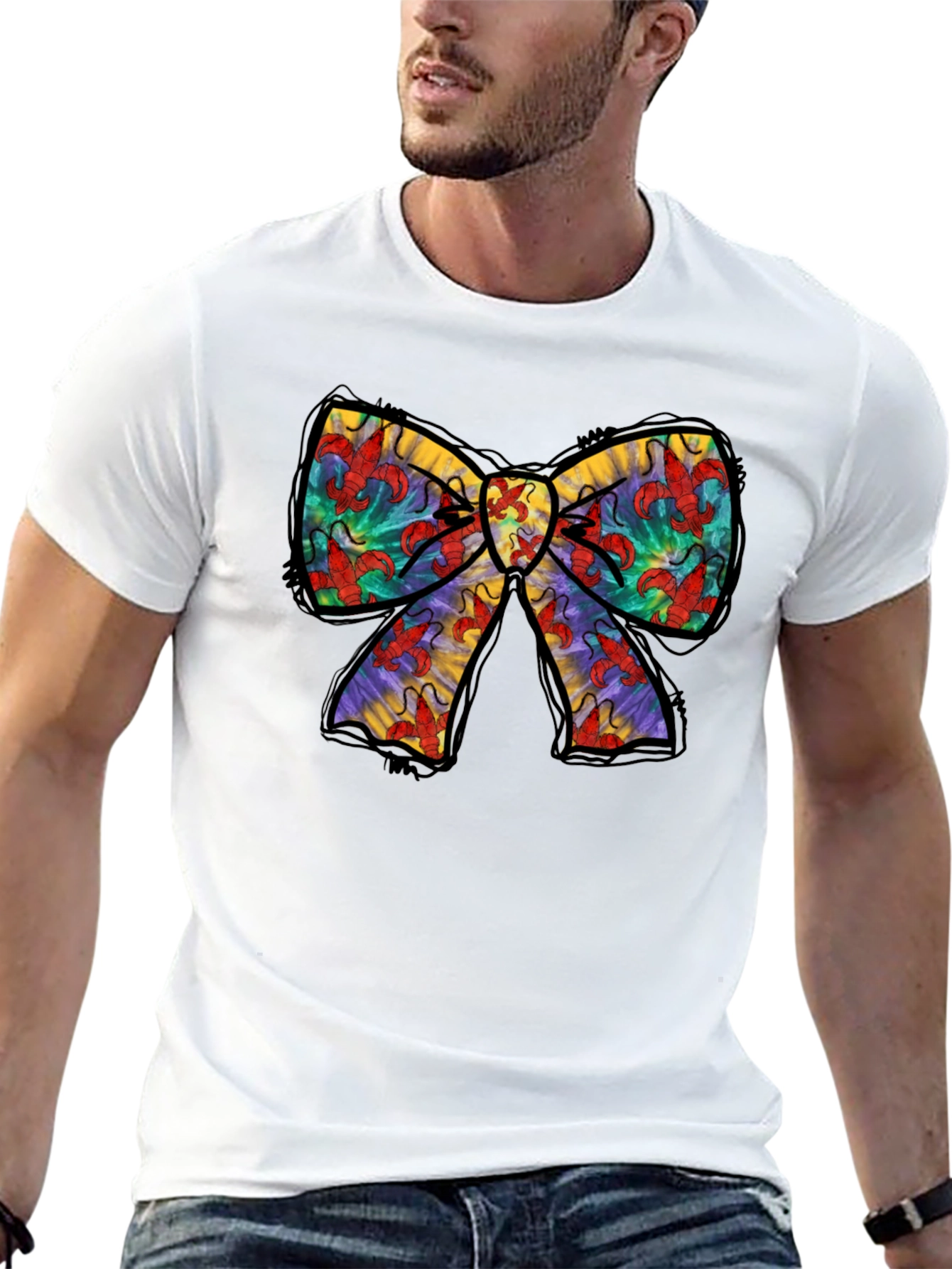 Black Crawfish Bow Tie Graphic T-Shirt view 13
