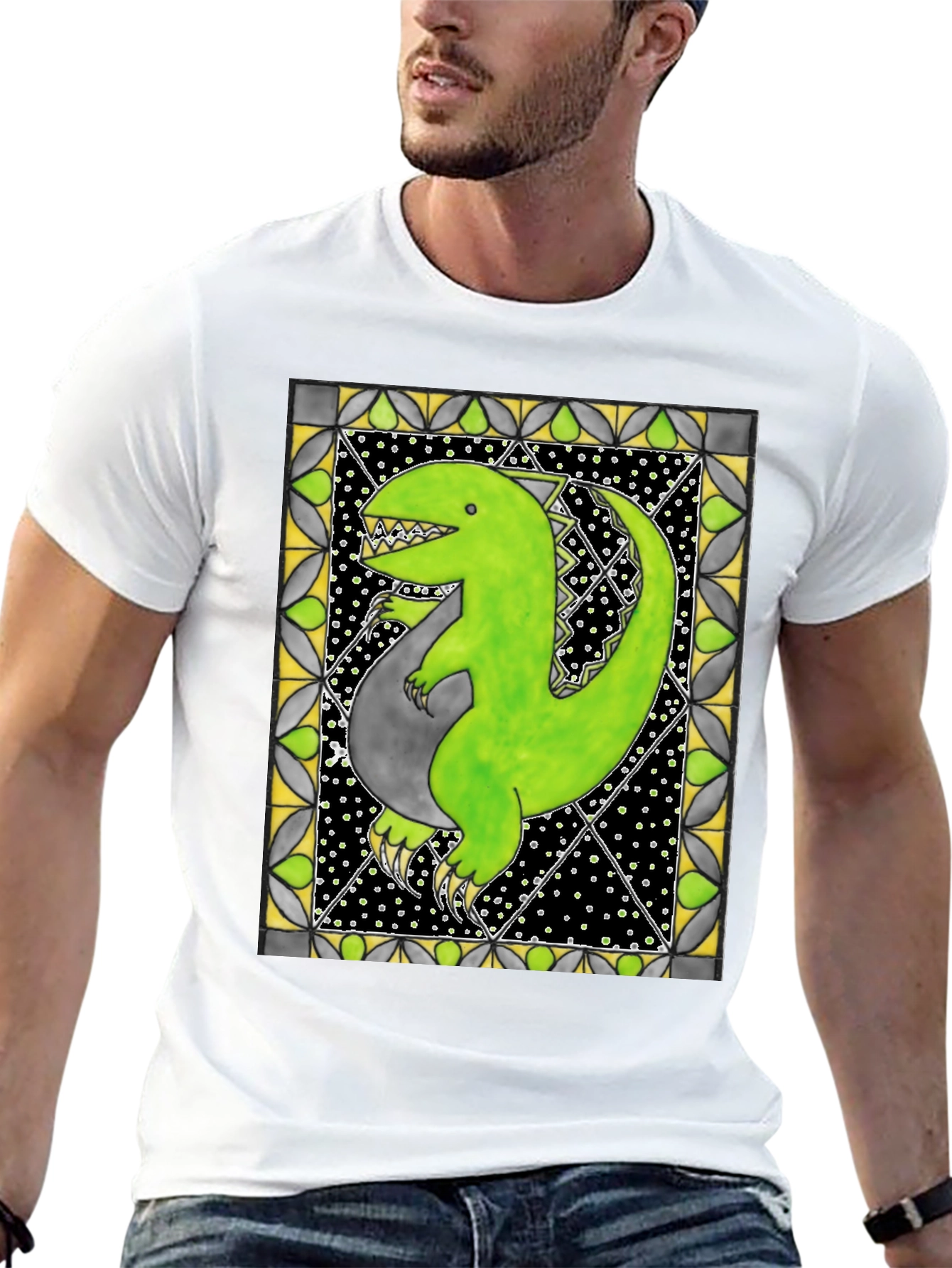 Black Dinosaur T-Shirt - Funky Graphic Tee view 13