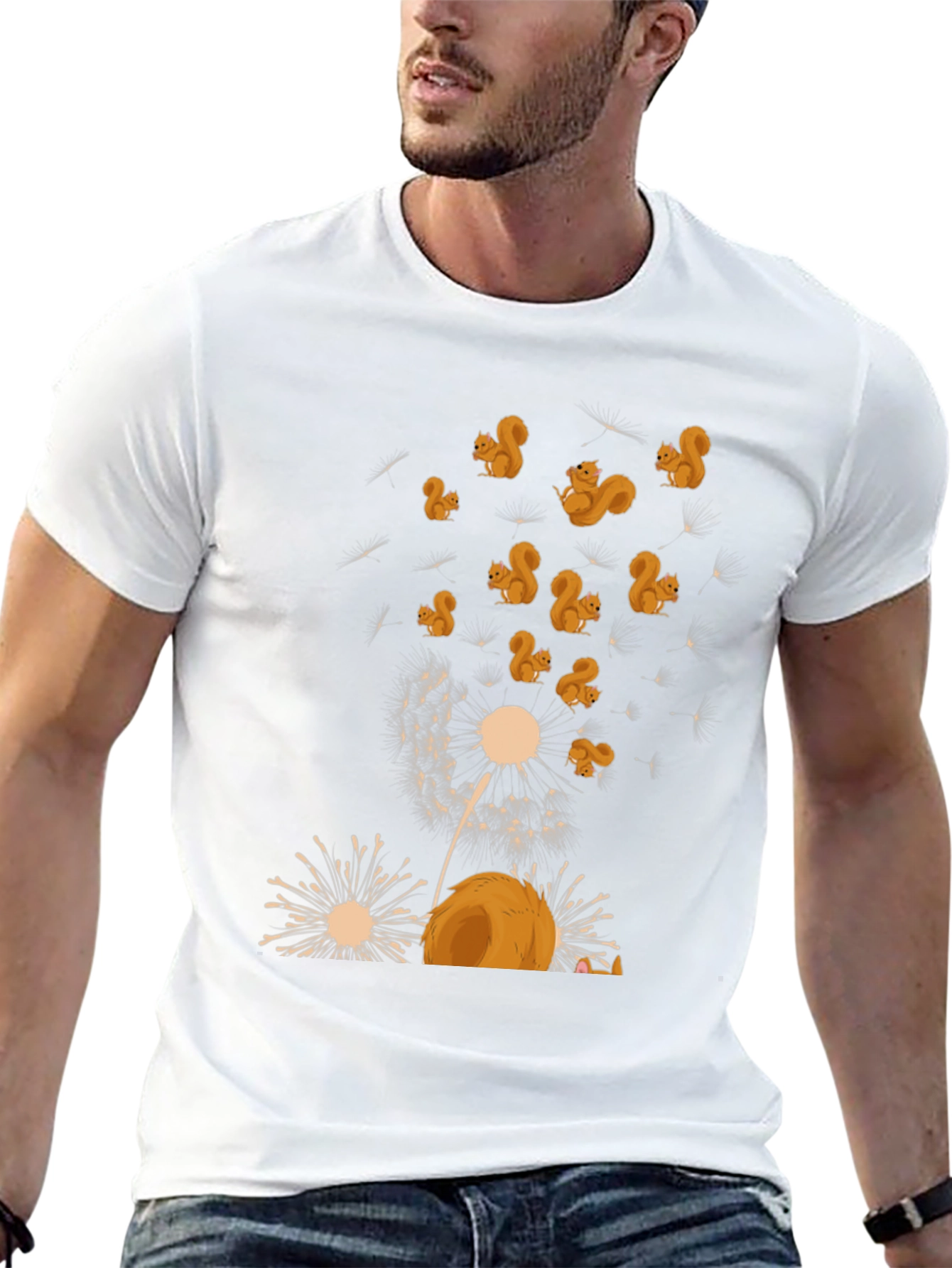 Black Squirrel Dandelion T-Shirt - Whimsical Graphic Tee view 13