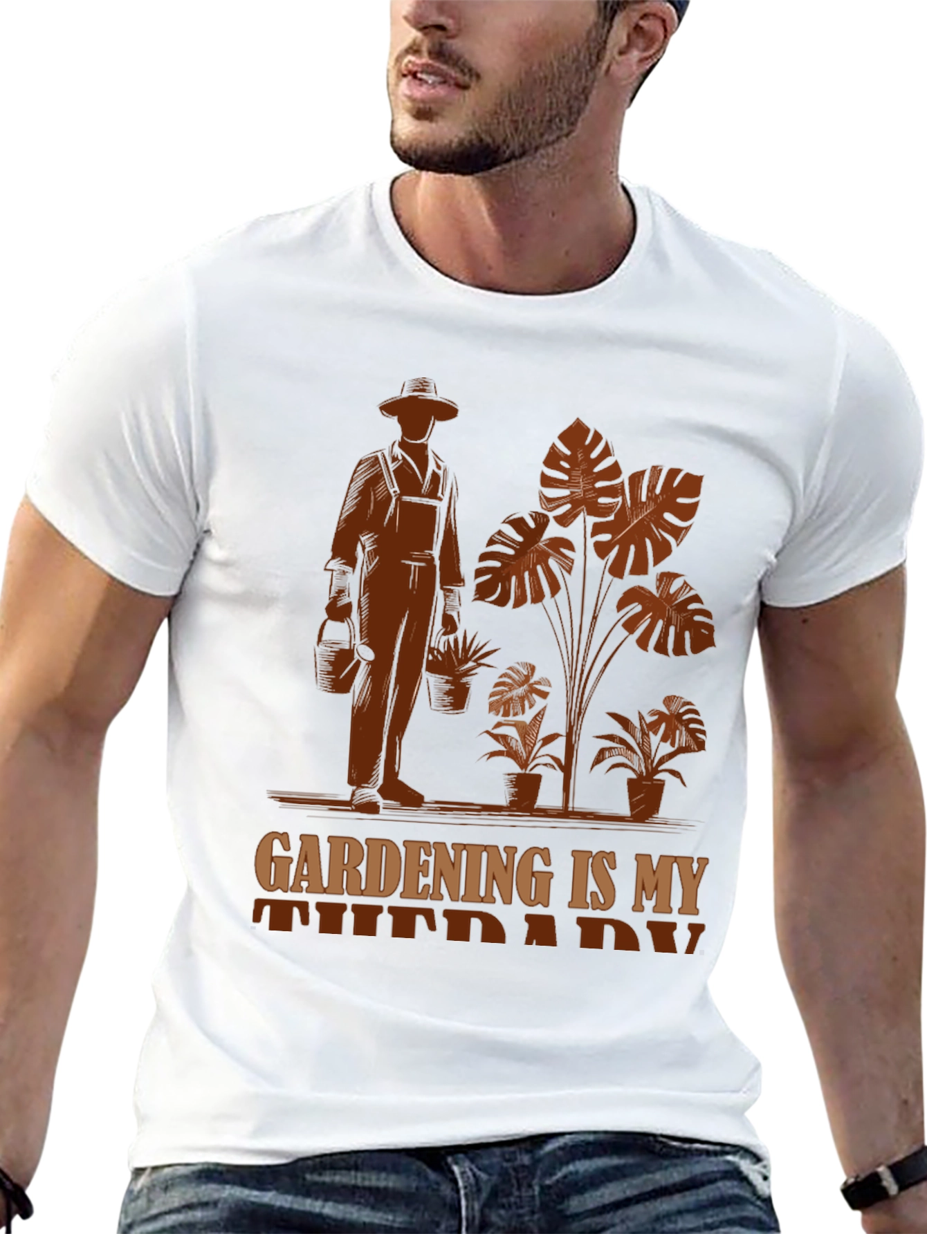 Black Gardening Is My Therapy T-Shirt - Gardener Gift view 13