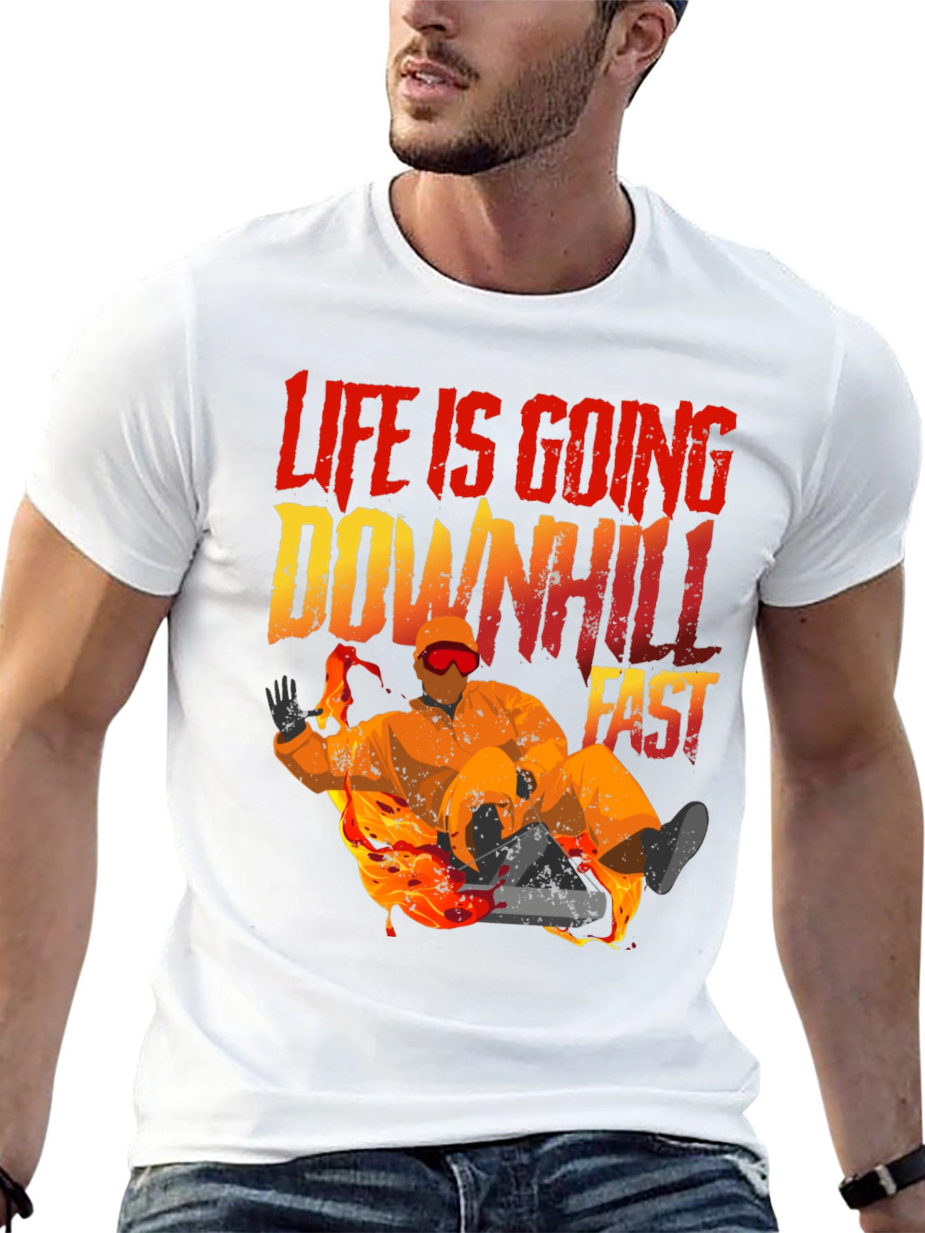 Black Life Is Going Downhill Fast Graphic Tee - Black view 13