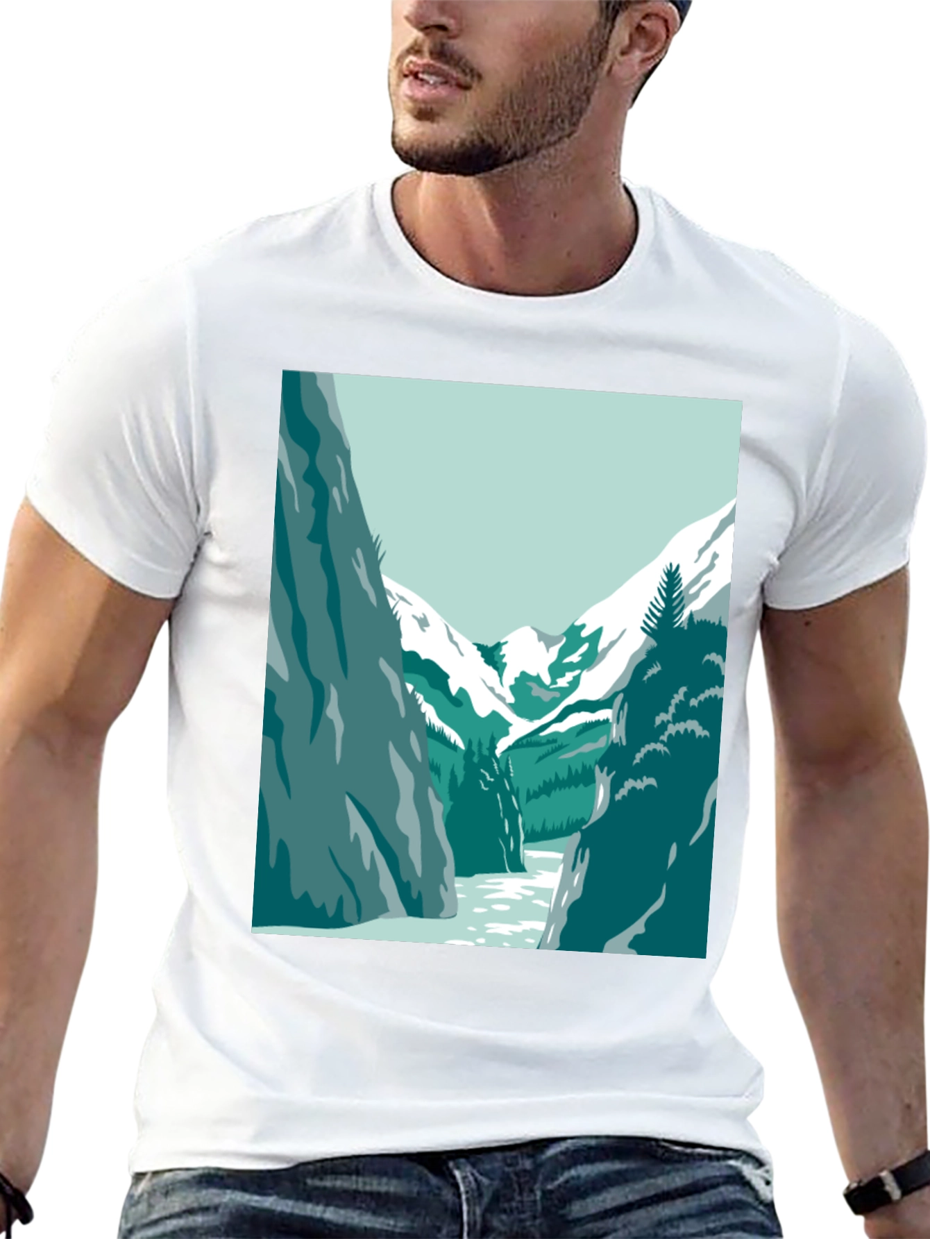 Black Mountain River Graphic Tee - Black Casual T-Shirt view 13