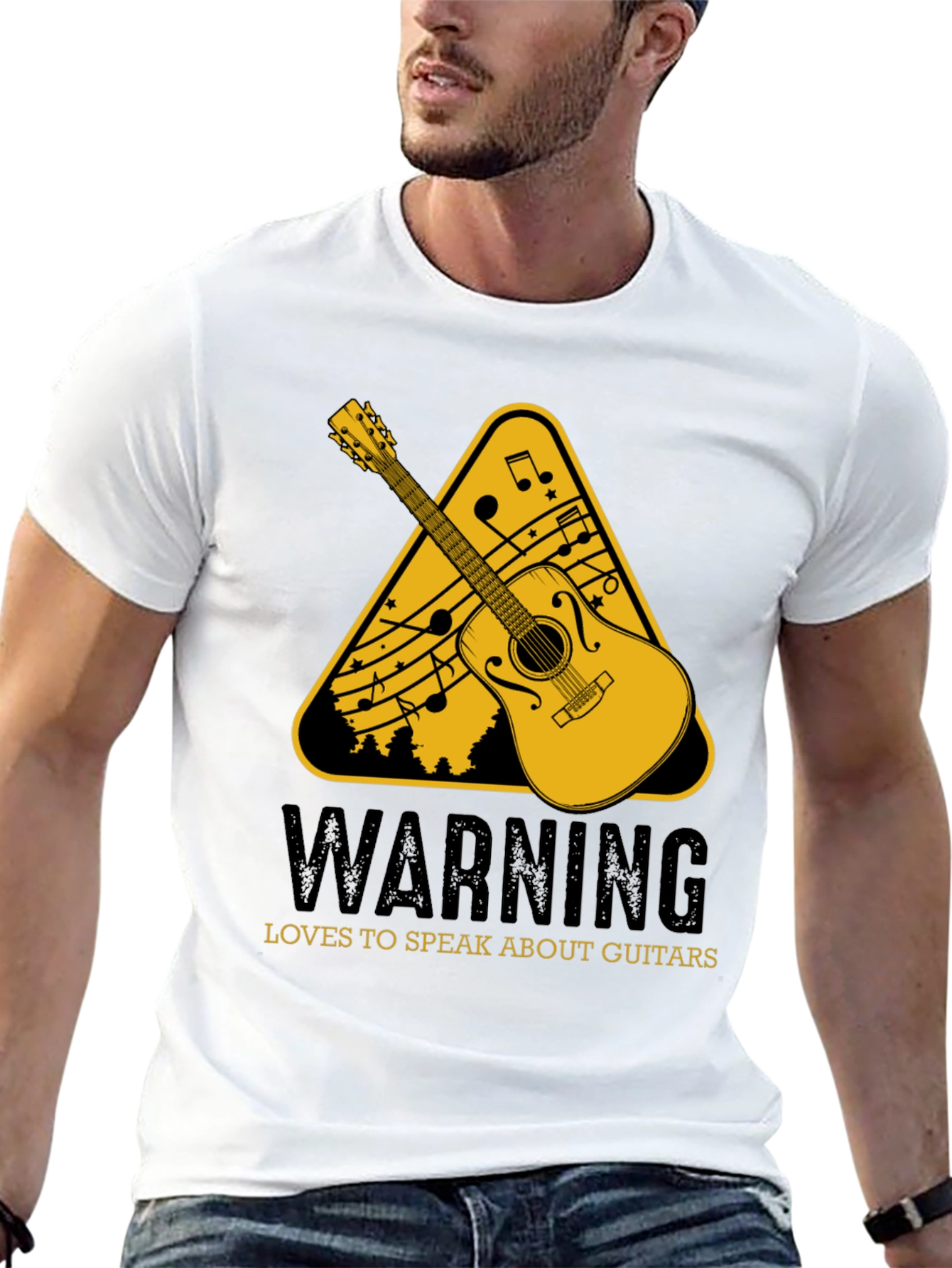 Black Guitar Lover's Warning T-Shirt view 13