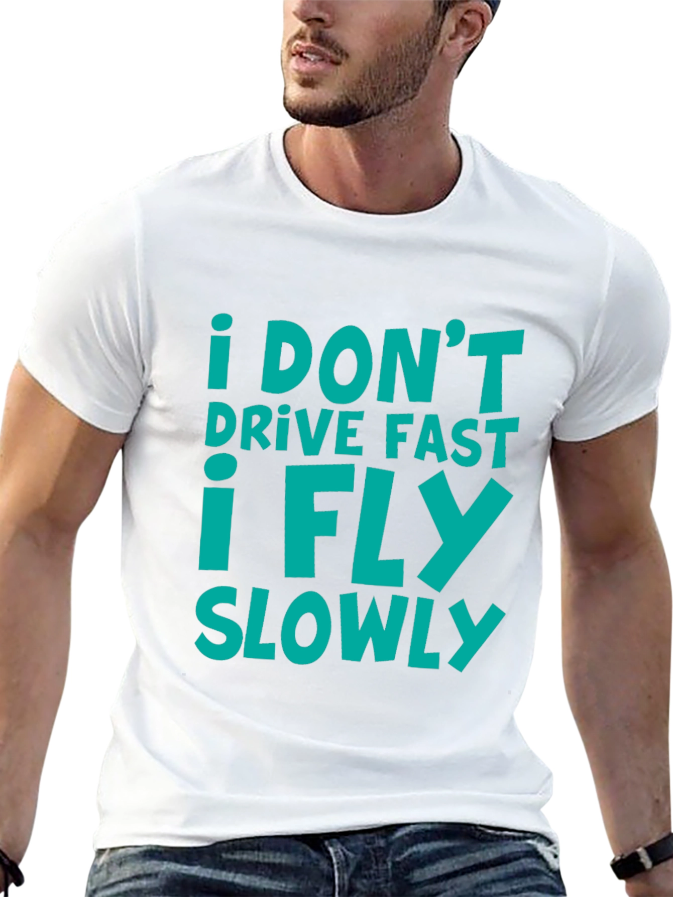 Black I Don't Drive Fast I Fly Slowly T-Shirt view 13