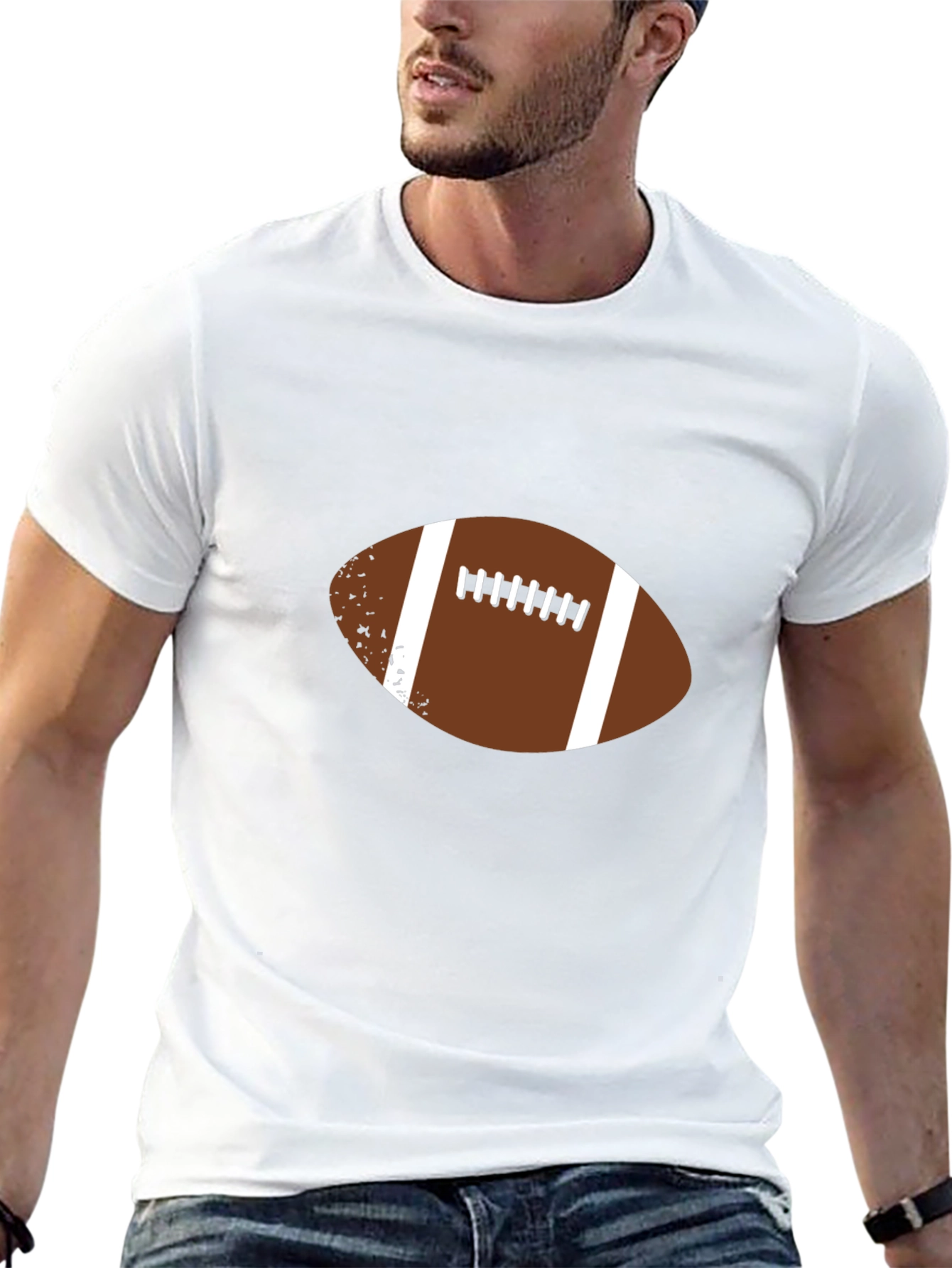 Black Football Graphic Tee - Classic Sports Style view 13