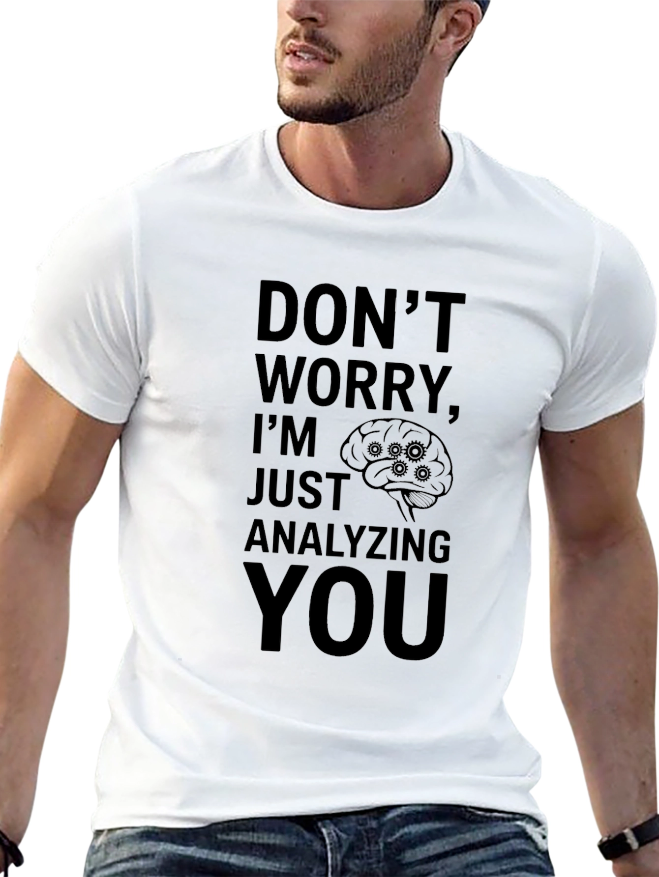 Black Analyzing You Graphic Tee - Brain Gear Design view 13