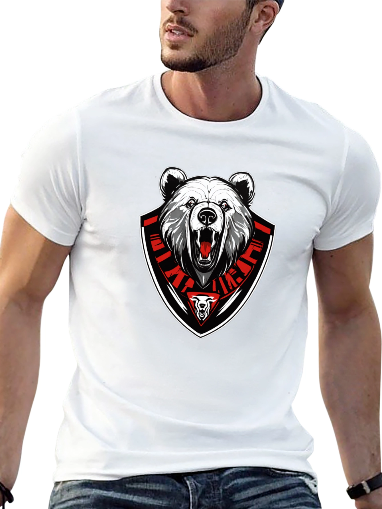 Black Bear Emblem Graphic Tee - Black Cotton Blend T-Shirt view 13