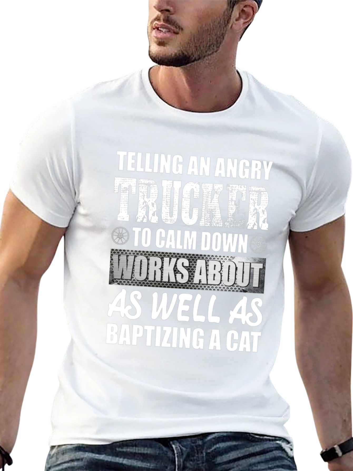 Black Angry Trucker Novelty Graphic T-Shirt view 13