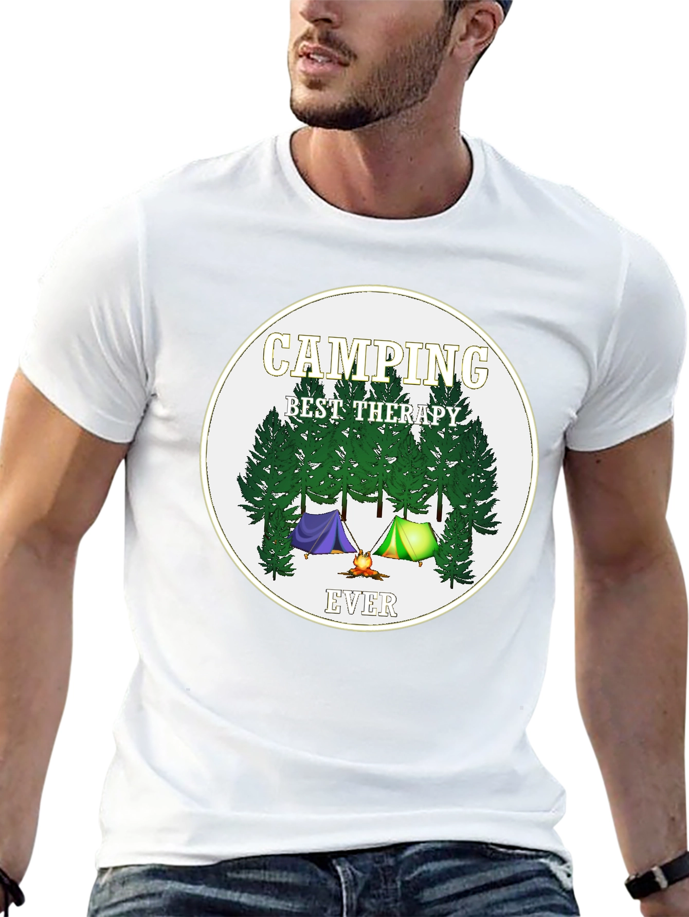 Black Camping Best Therapy Ever Graphic Tee view 13