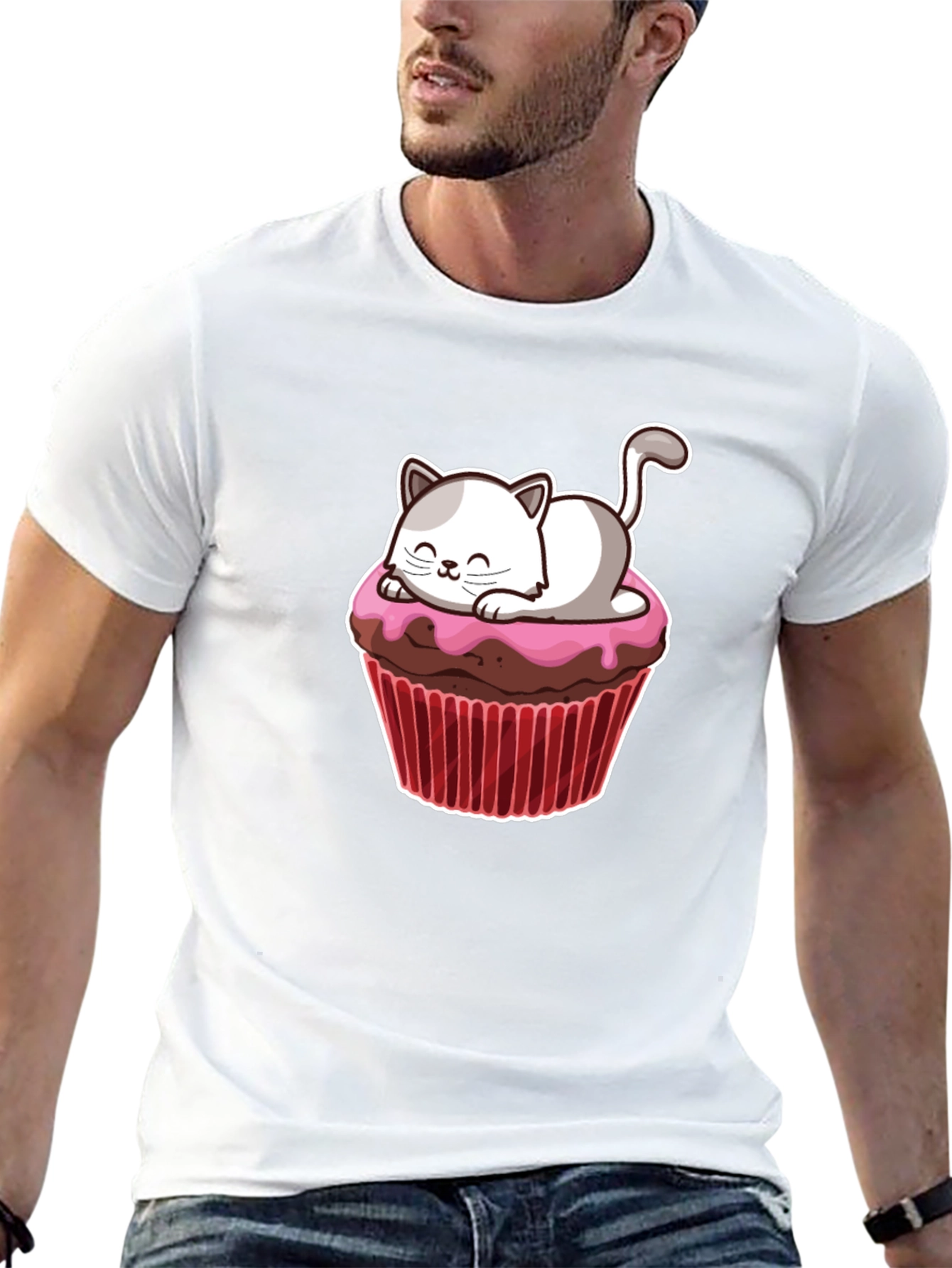 Black Cute Cat Cupcake T-Shirt - Fun & Sweet Design view 13