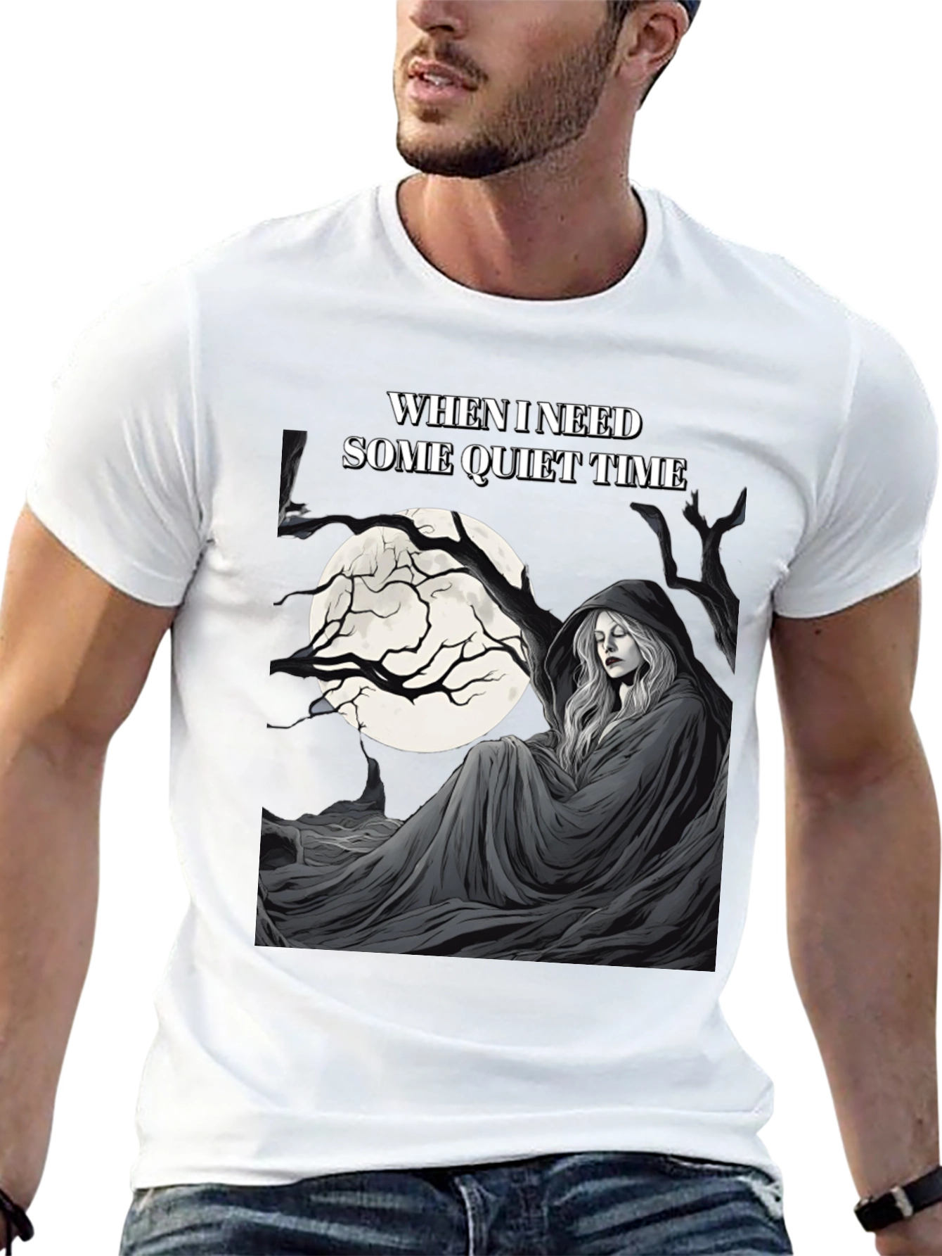 Black Quiet Time Graphic T-Shirt - Dark Humor Tee view 13