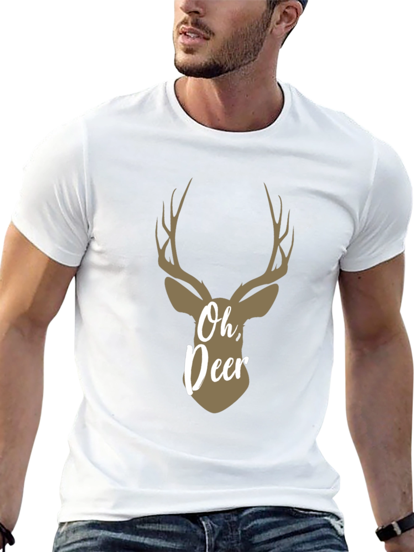Oh, Deer! Graphic Print Crew Neck T-Shirt - 13