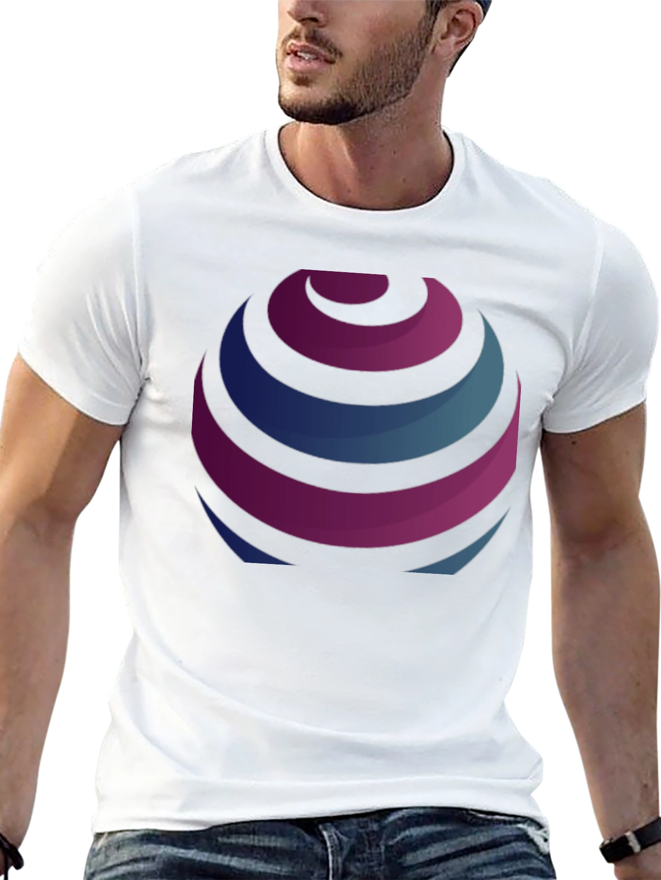 Black Stripped Globe Graphic Black T-Shirt view 13