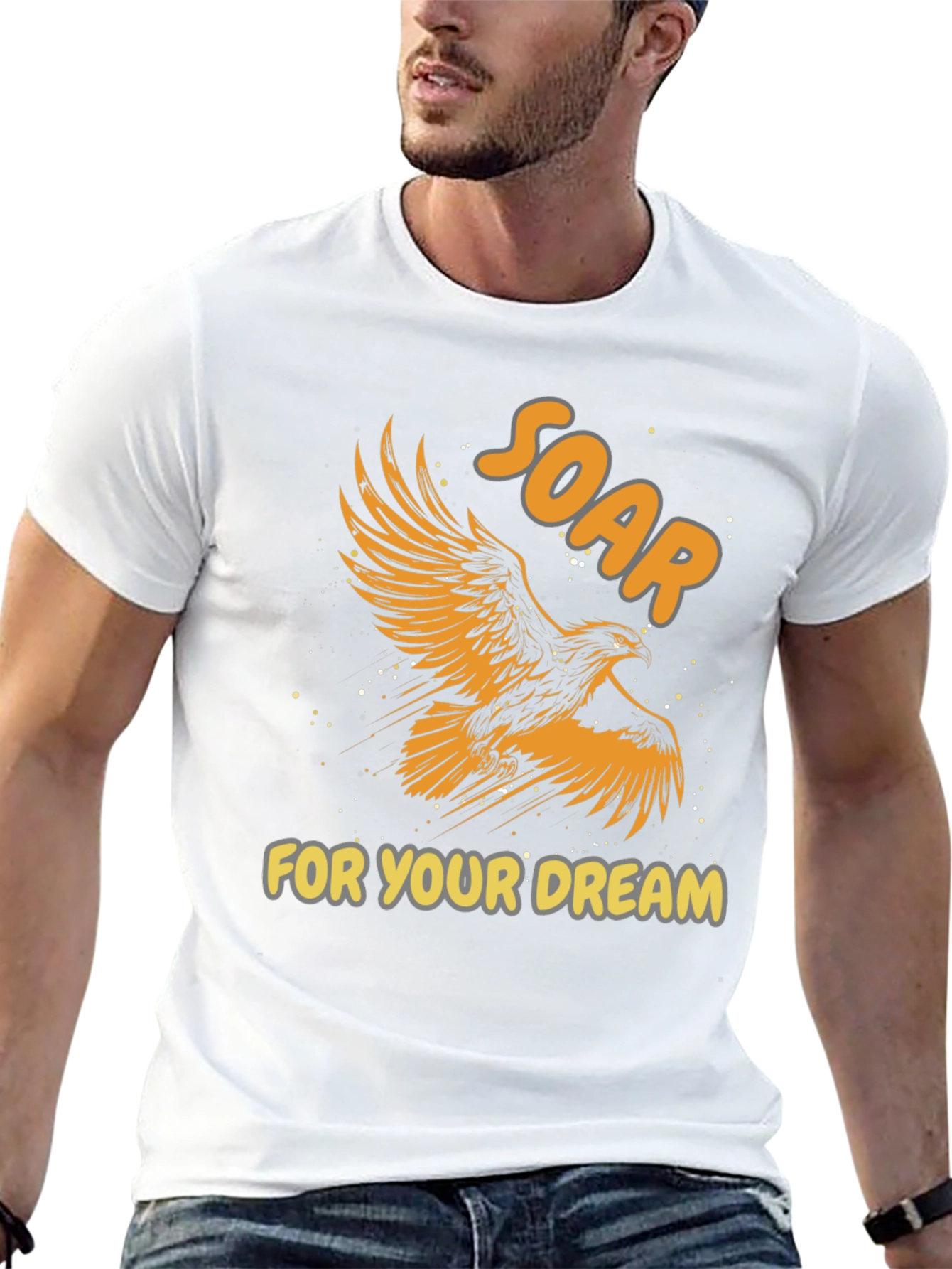 Black Soar for Your Dream Graphic Tee - Inspiring Eagle Design view 13