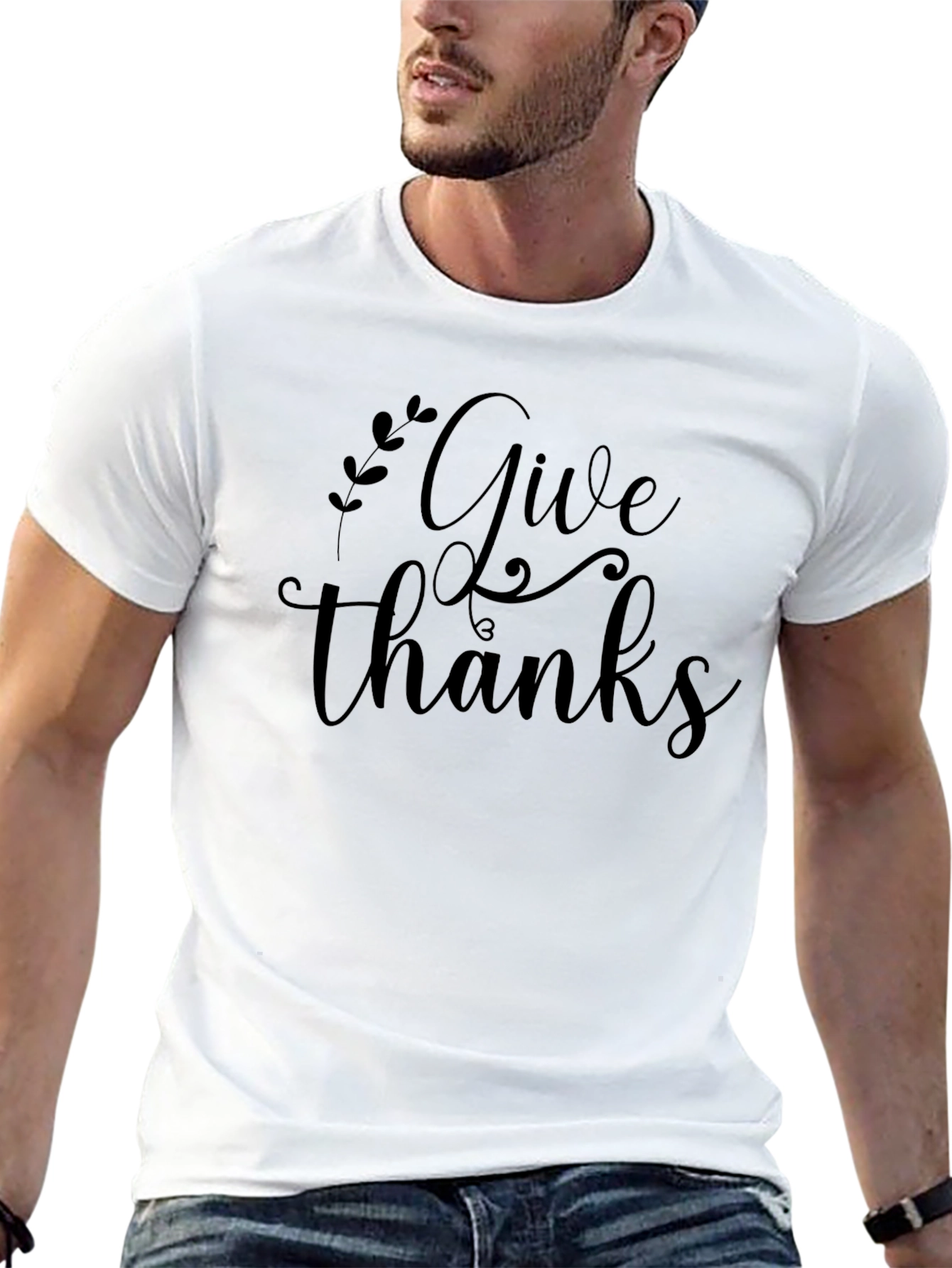 Black Give Thanks Black Graphic T-Shirt view 13