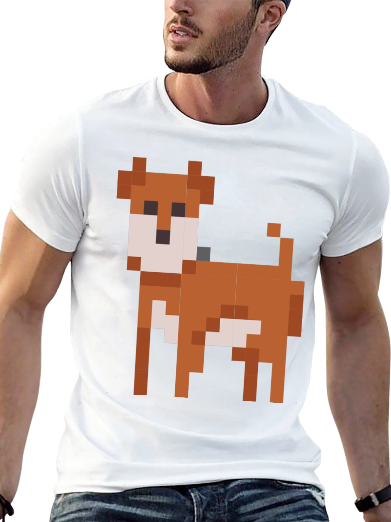 Black Pixel Dog Graphic T-Shirt - Black Cotton Blend view 13