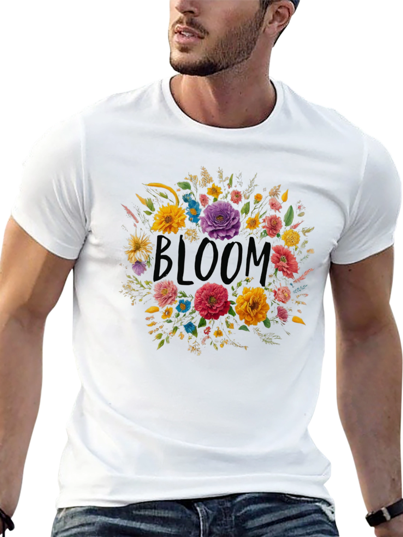 Black Floral Bloom Graphic Black T-Shirt view 13