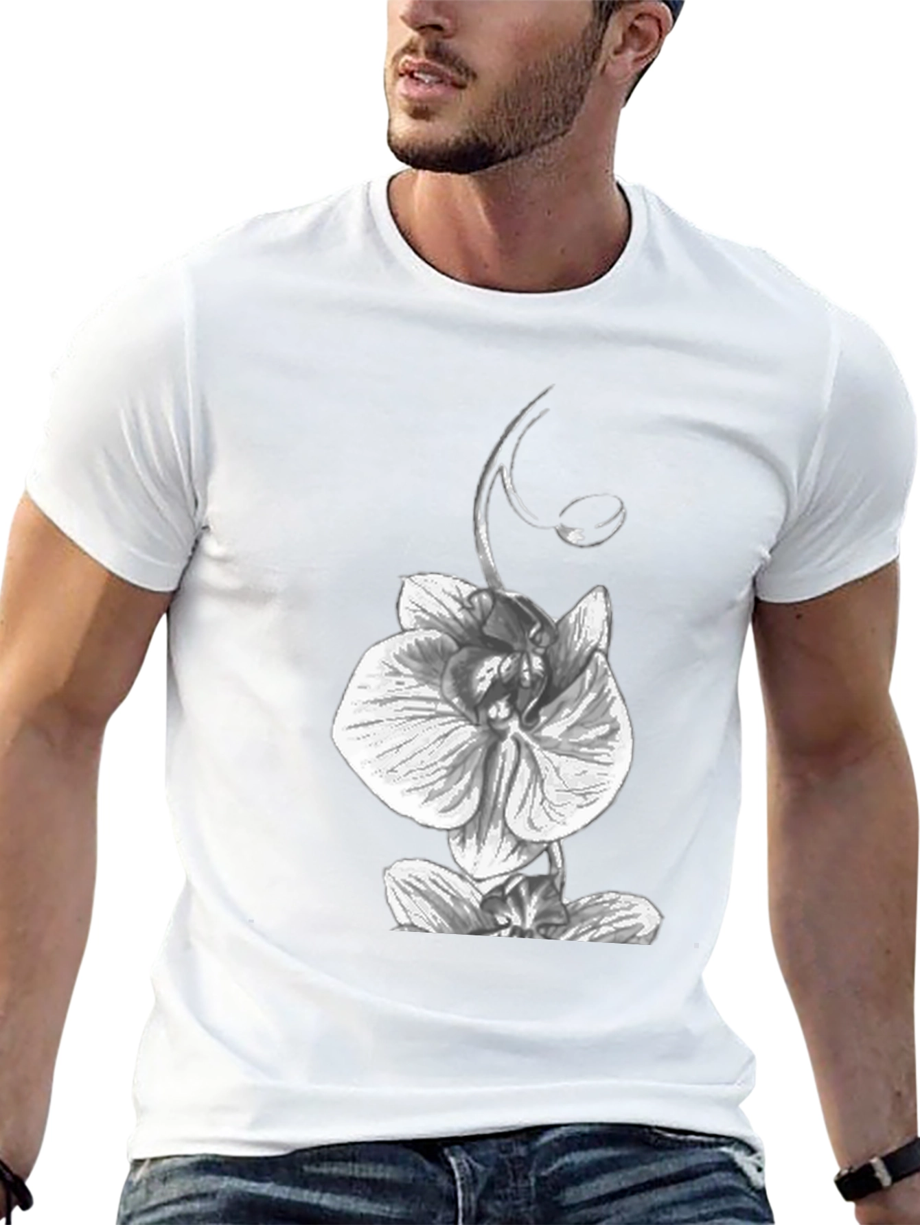 Black Orchid Graphic Tee - Black Cotton T-Shirt view 13