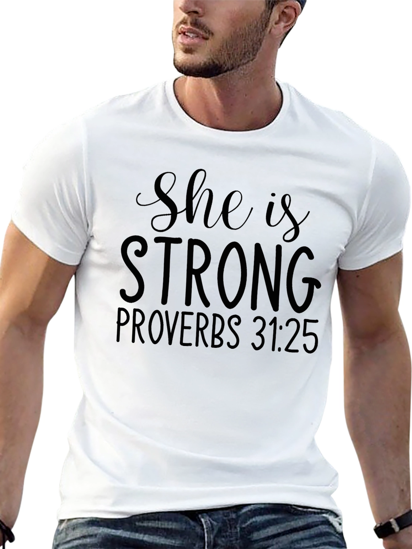 Black She Is Strong Proverbs 31:25 T-Shirt view 13