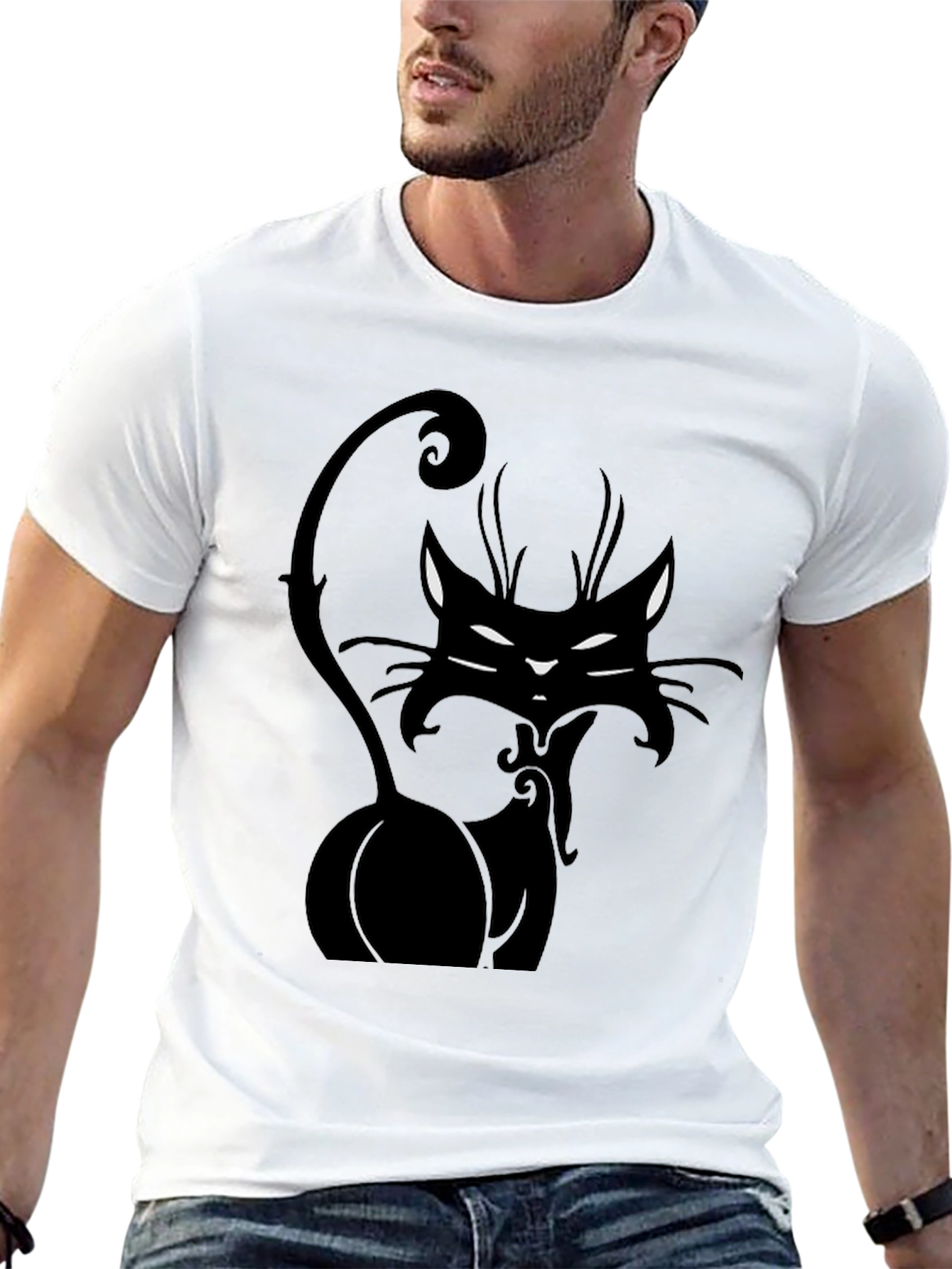 Black Black Cat Graphic Tee - Stylish Men's T-Shirt view 13