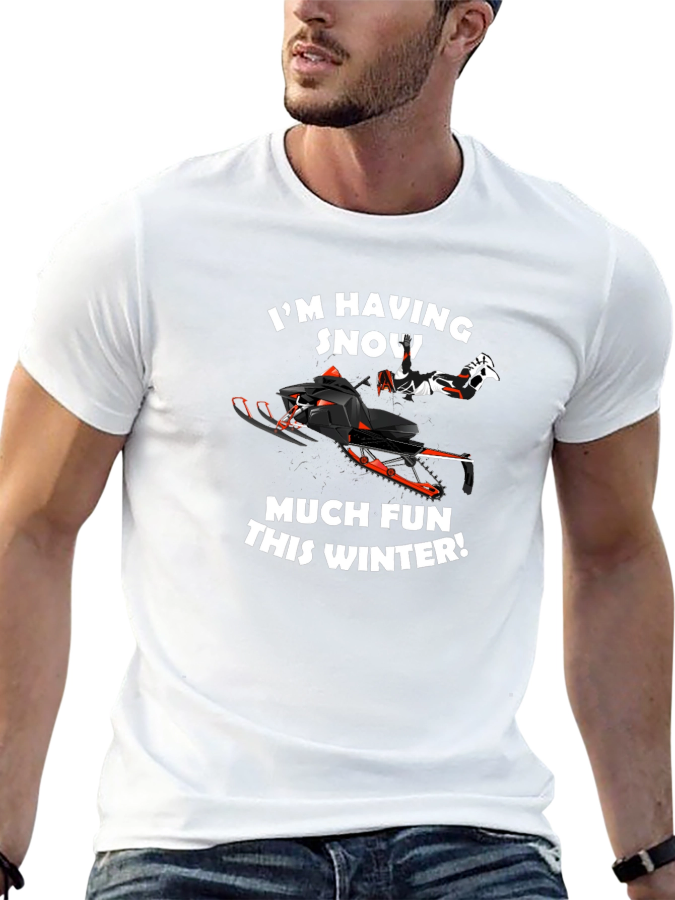 Black Snowmobile Fun Winter T-Shirt view 13