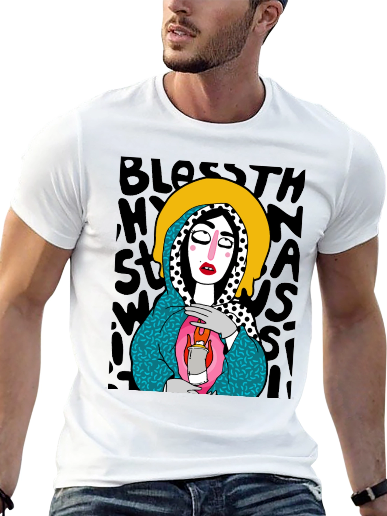 Black Unique Graphic Print Black T-Shirt view 13