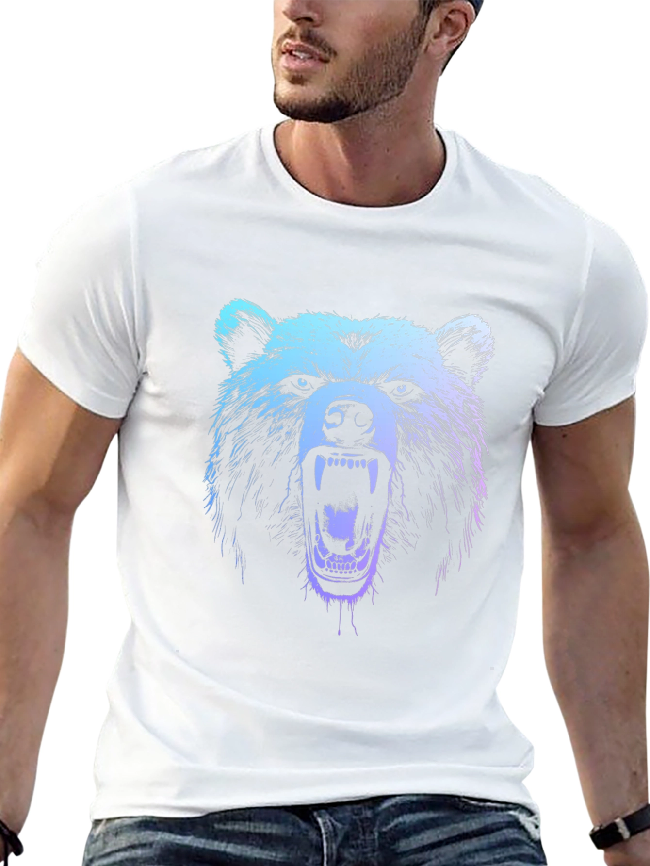 Black Men's Bear Graphic T-Shirt - Black view 13