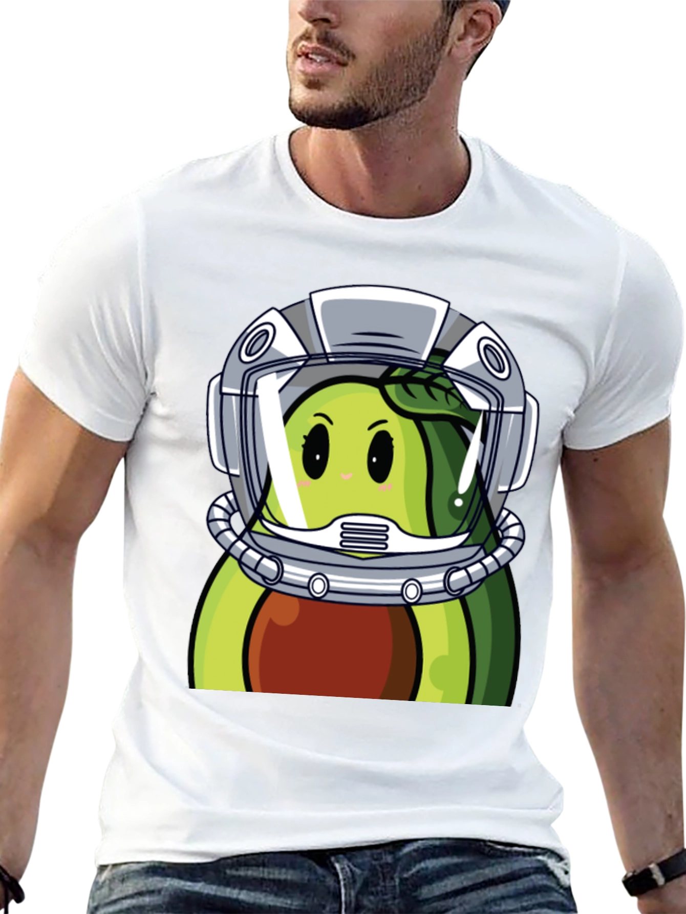 Black Avocado Astronaut Graphic Tee - Unique Black T-Shirt view 13
