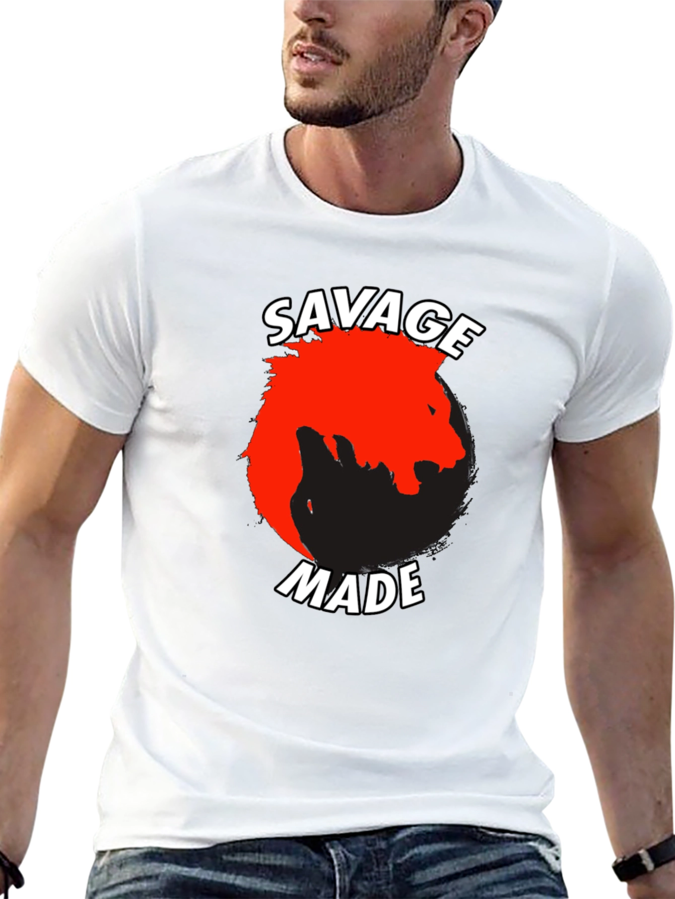 Black Savage Made Graphic Tee - Bold Lion Design view 13