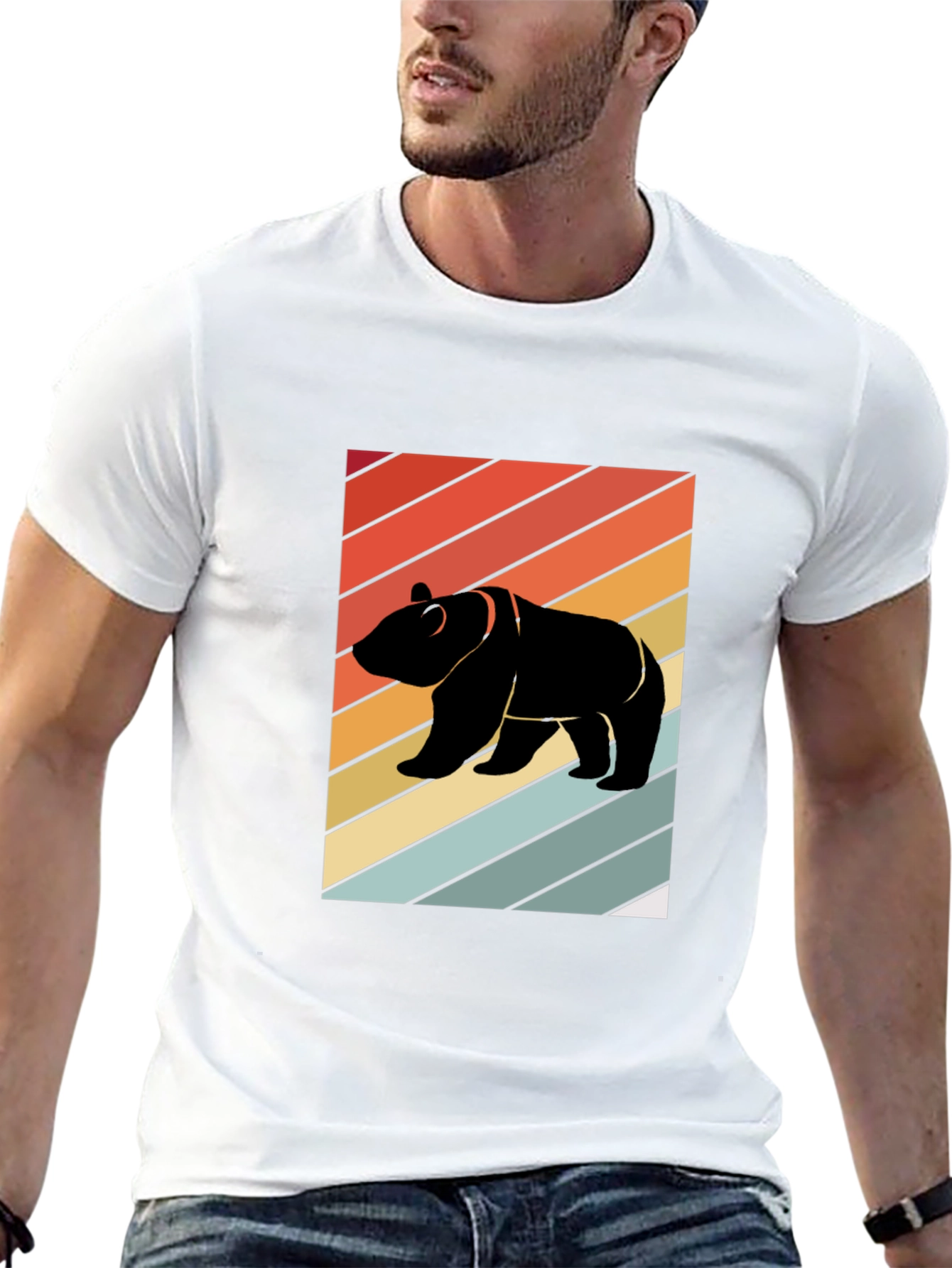 Black Retro Bear Graphic Tee - Black view 13