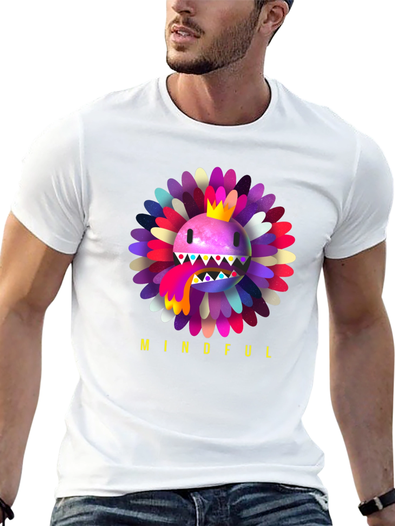 Black Mindful Flower Graphic Tee - Trendy Casual Wear view 13