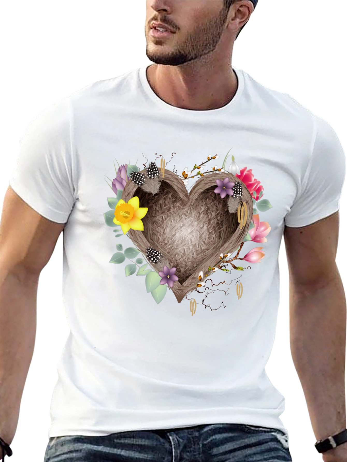 Black Floral Heart Nest Tee - Stylish Comfort view 13