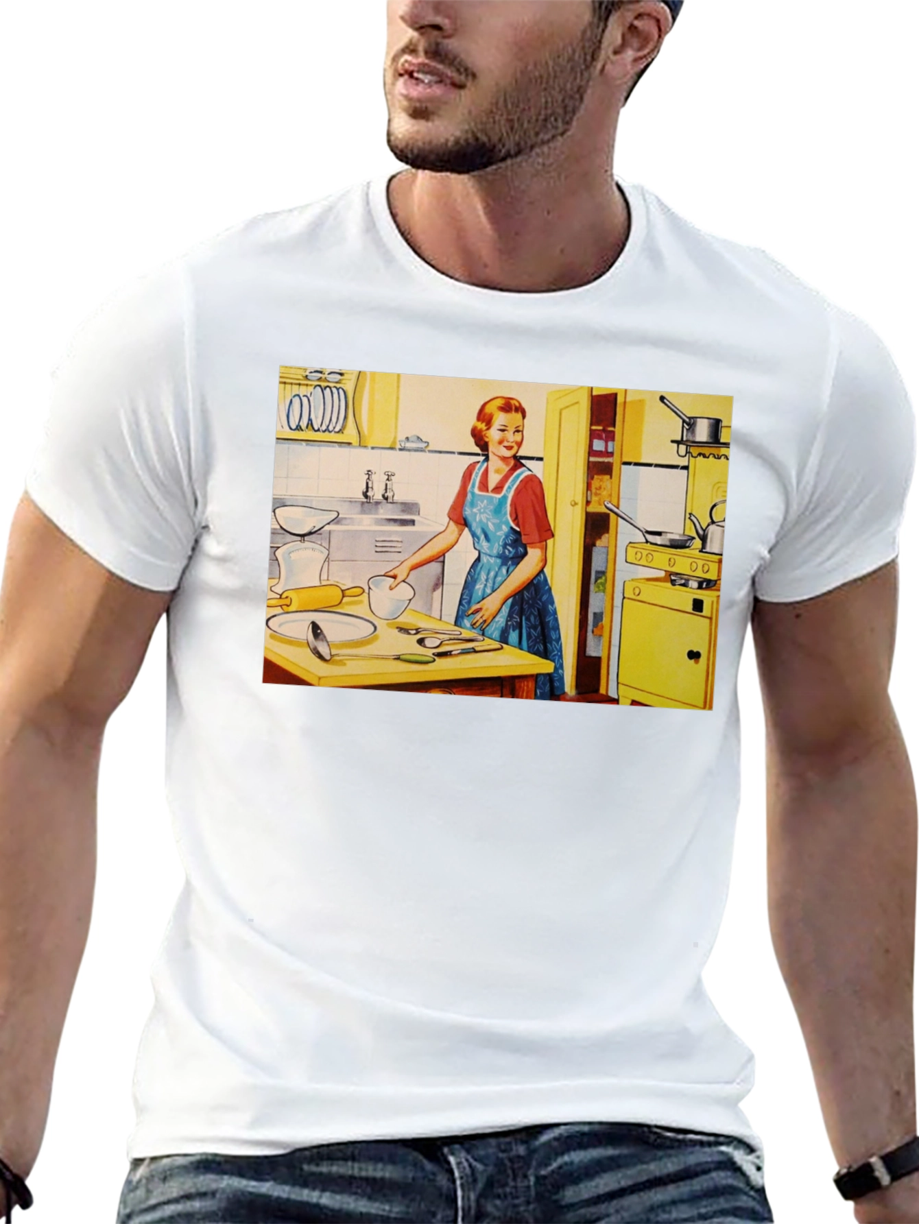 Black Retro Kitchen T-Shirt - Vintage Housewife Tee view 13