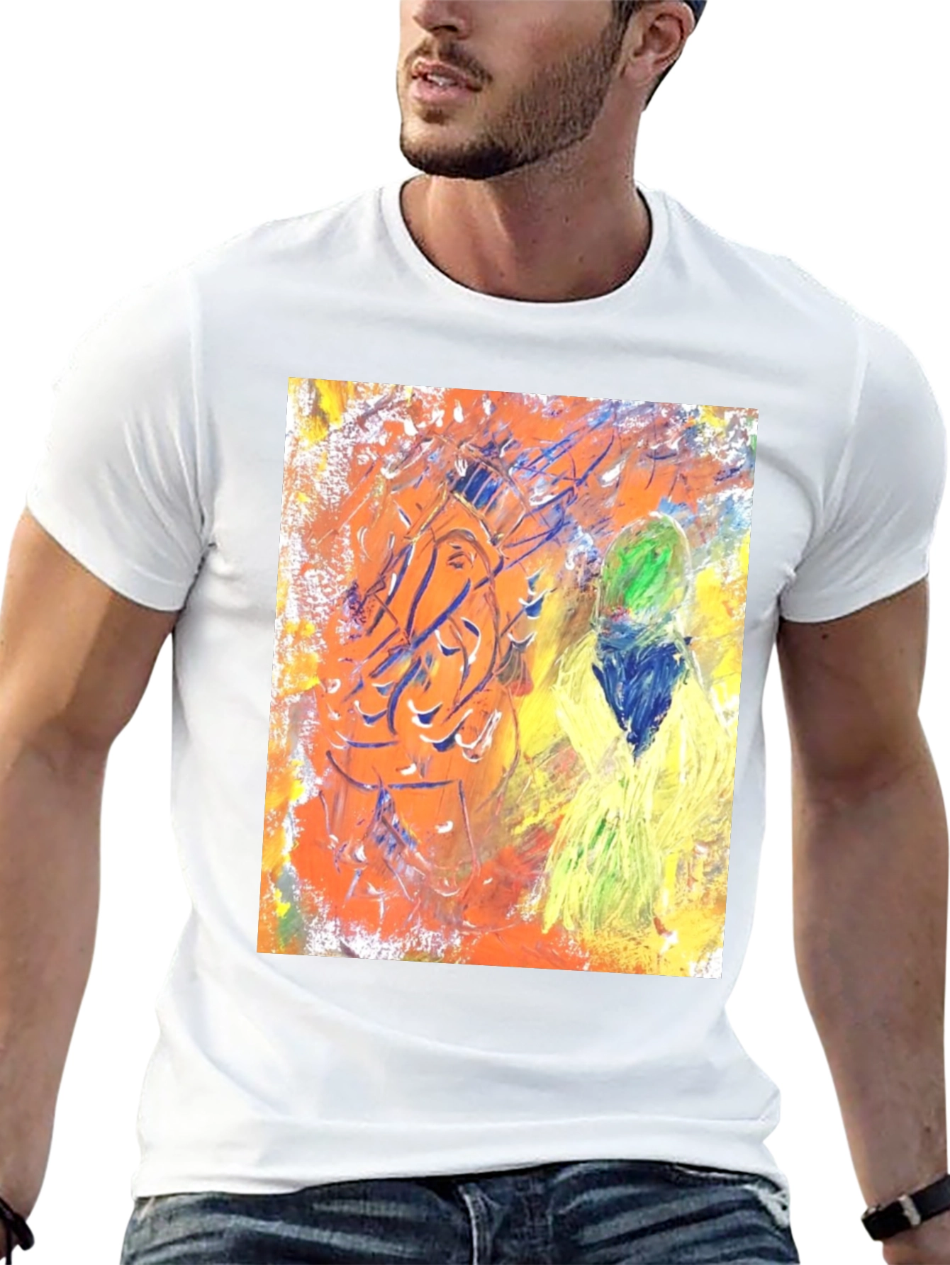 Black Abstract Art Graphic Tee - Unisex Black T-Shirt view 13