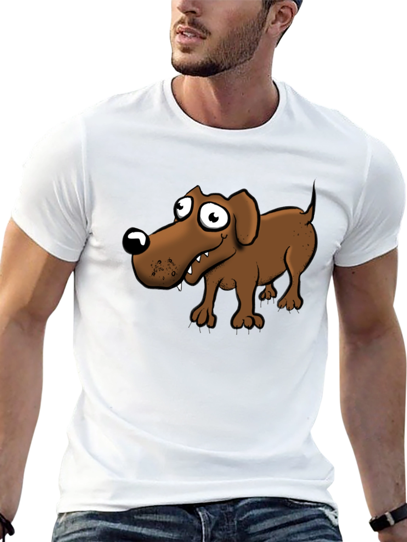 Black Cartoon Dog Graphic T-Shirt - Black view 13