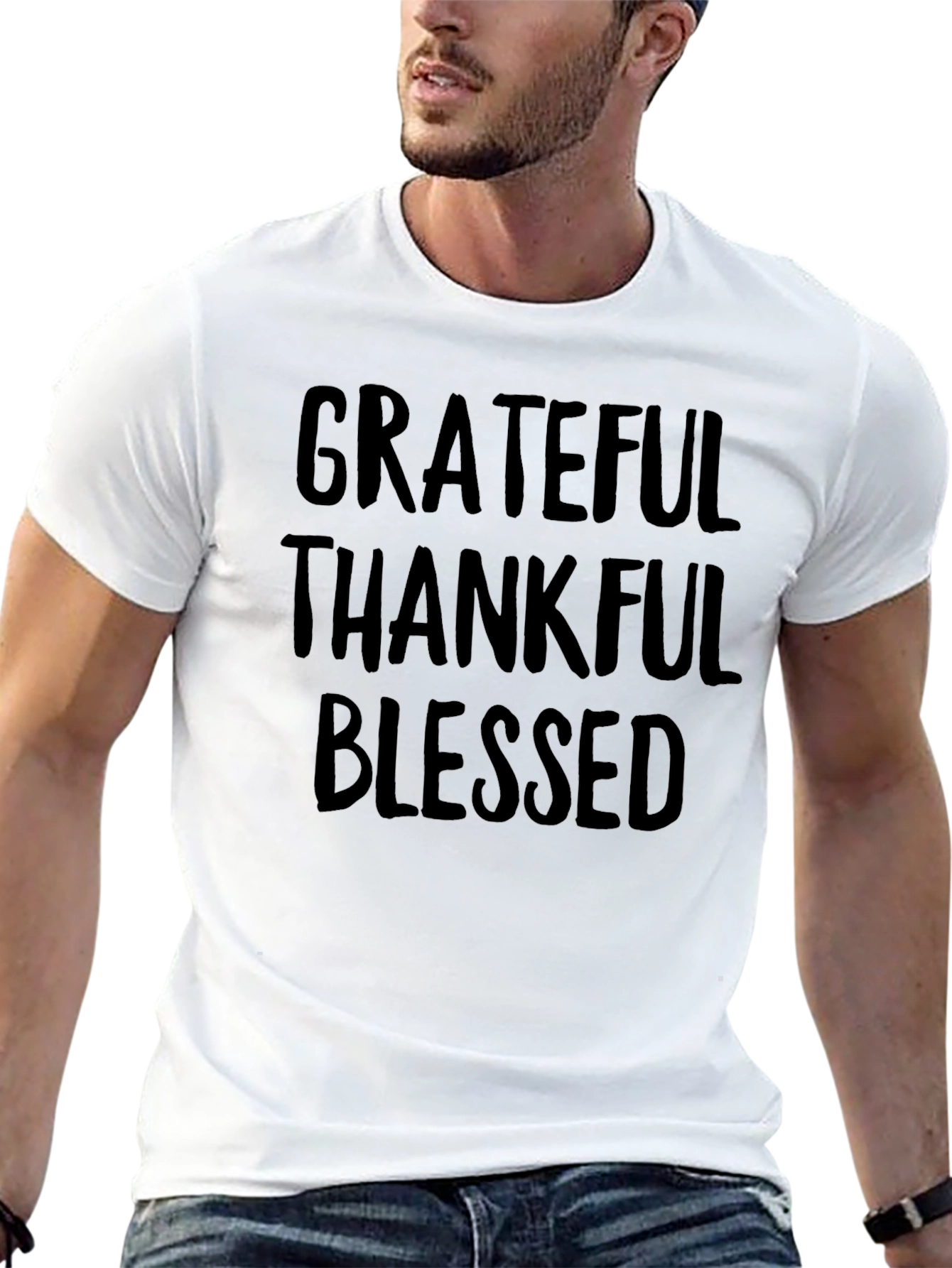 Black Grateful Thankful Blessed Graphic Tee view 13