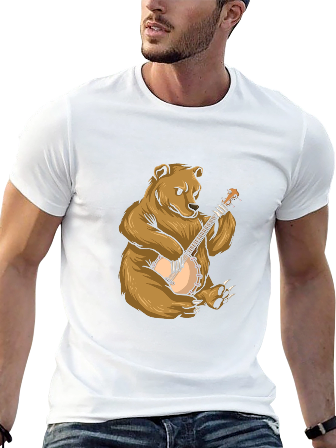 Black Bear Playing Banjo Graphic Tee view 13