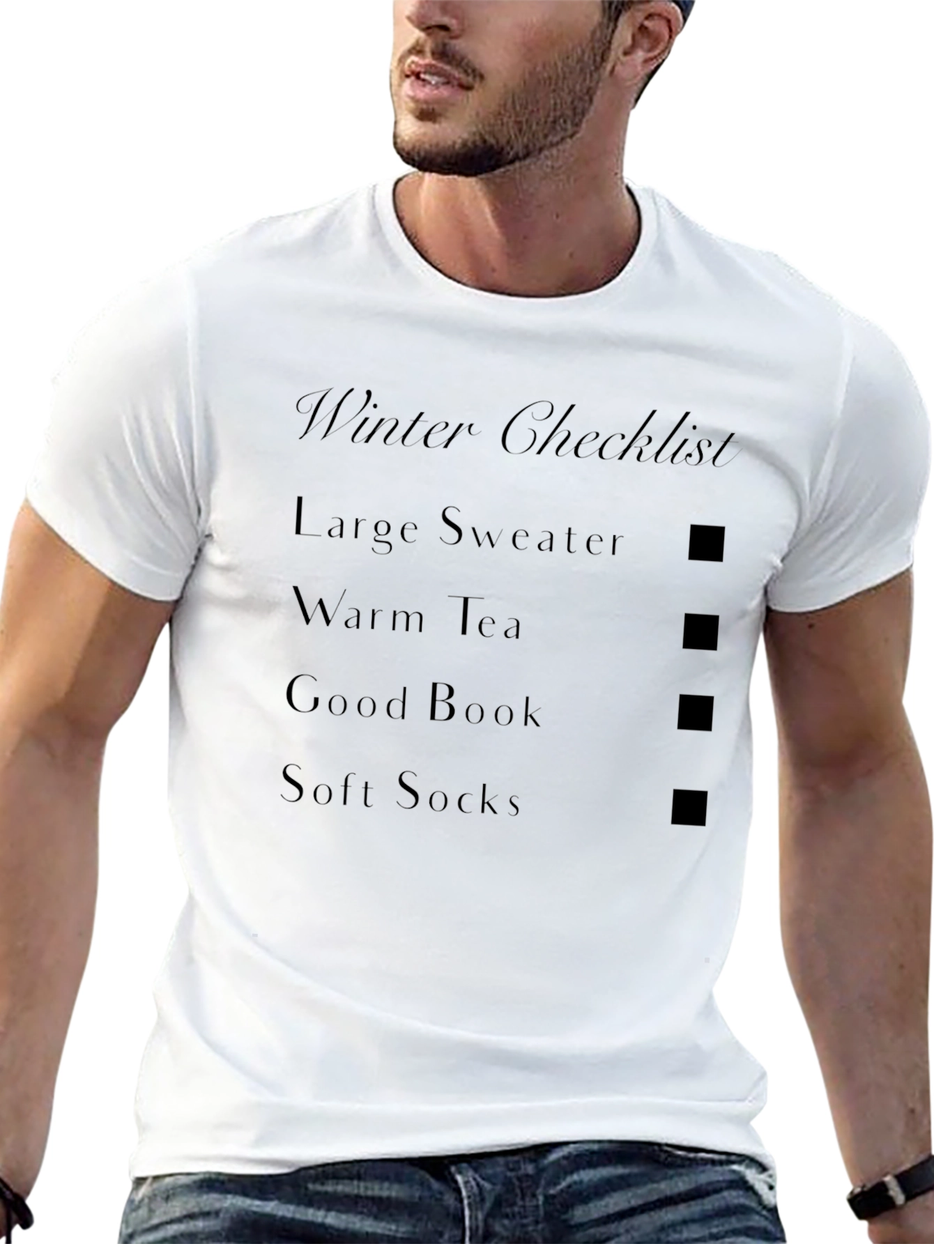 Black Winter Checklist Graphic Tee - Cozy Season Apparel view 13