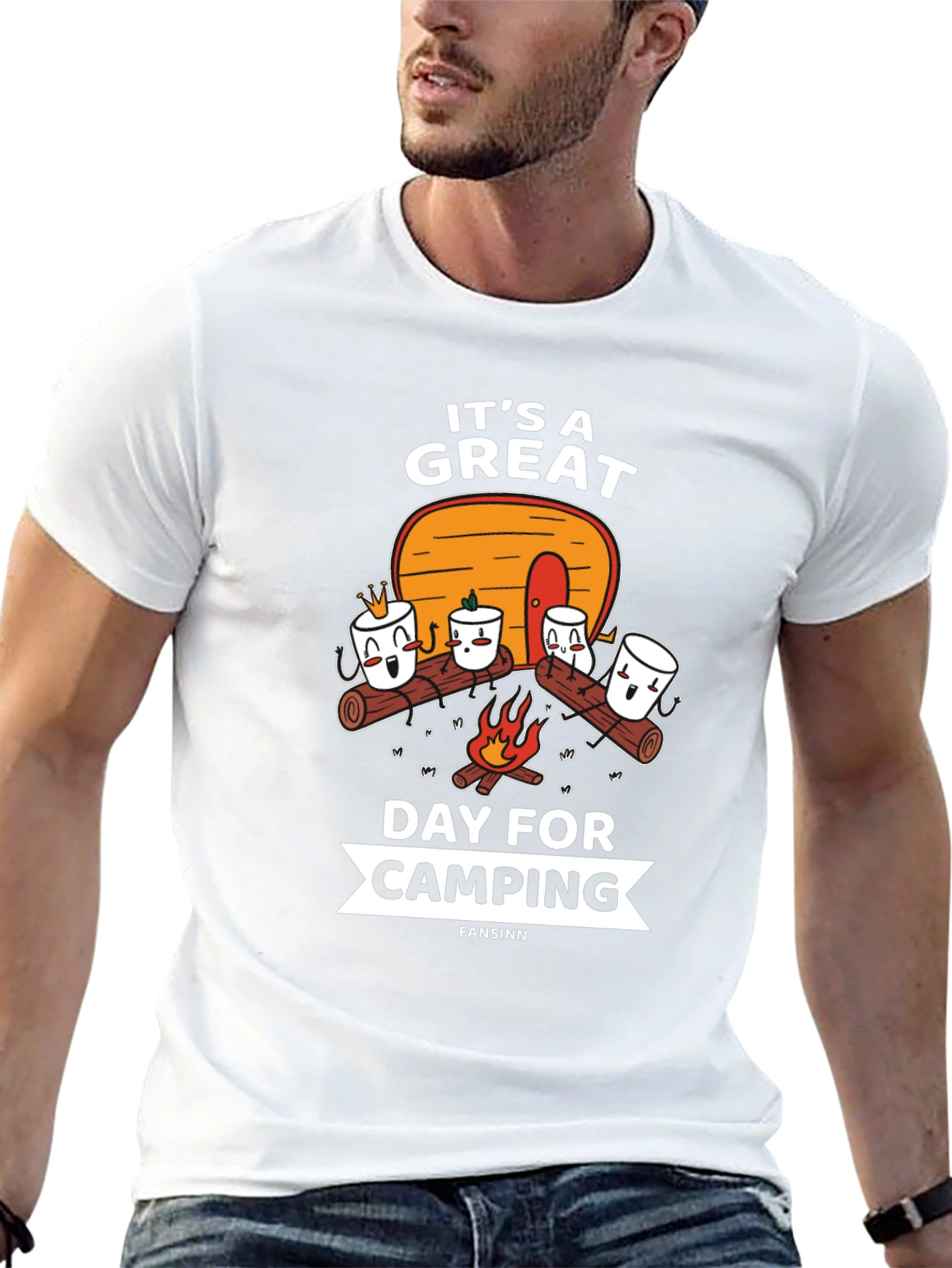Black It's a Great Day for Camping Graphic T-Shirt view 13