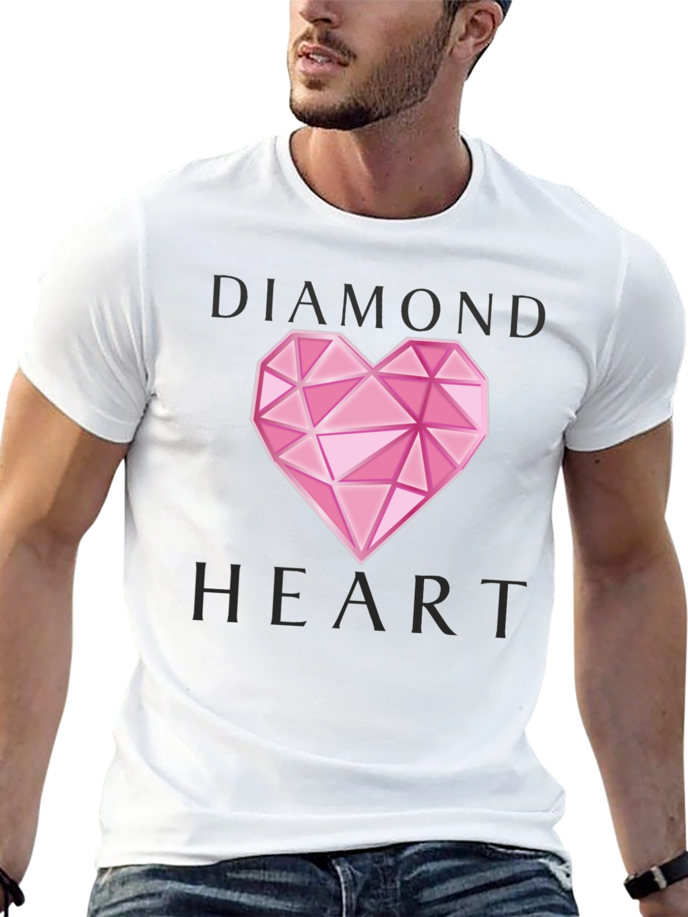 Black Diamond Heart Graphic T-Shirt - Stylish Casual Wear view 13