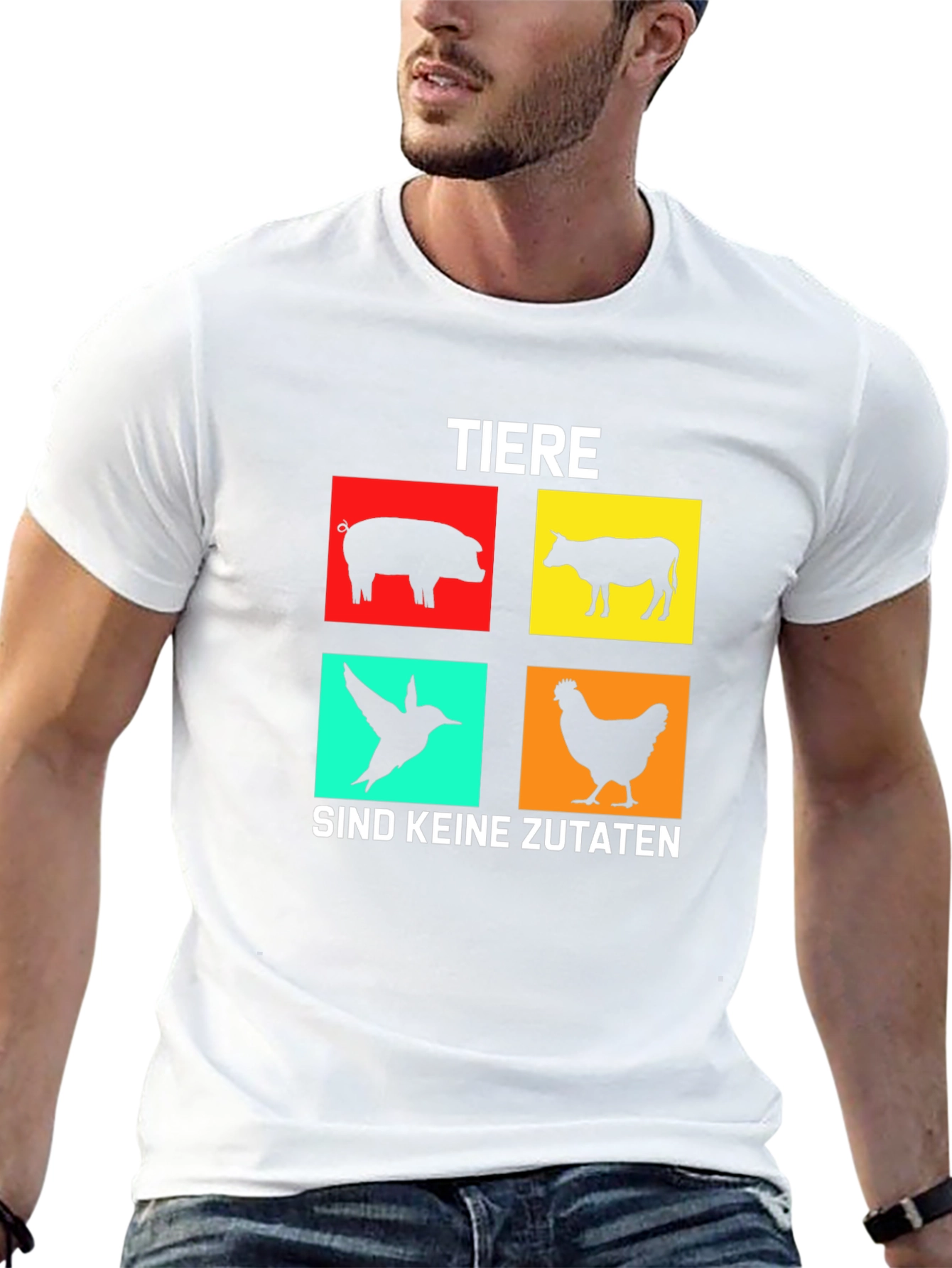 Black Vegan T-Shirt: Tiere Sind Keine Zutaten view 13