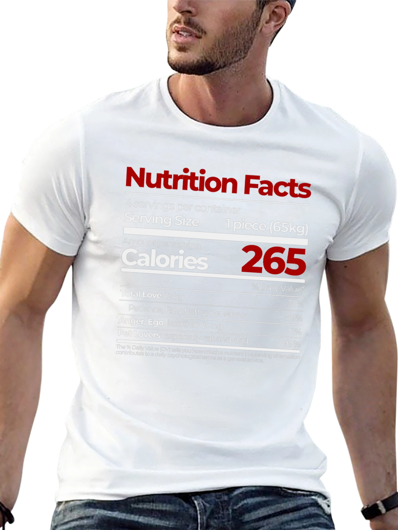 Black Nutrition Facts T-Shirt - Love, Patience, Pet Lovers view 13