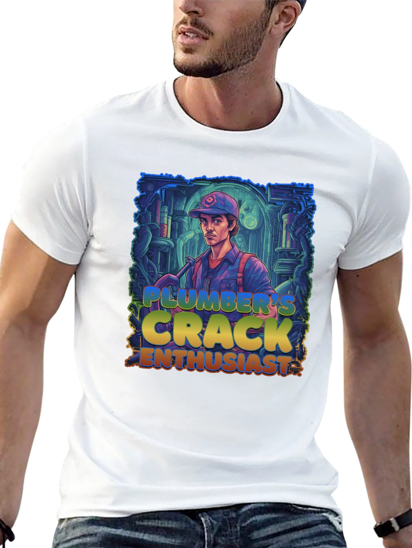 Black Plumber's Crack Enthusiast Graphic Tee view 13