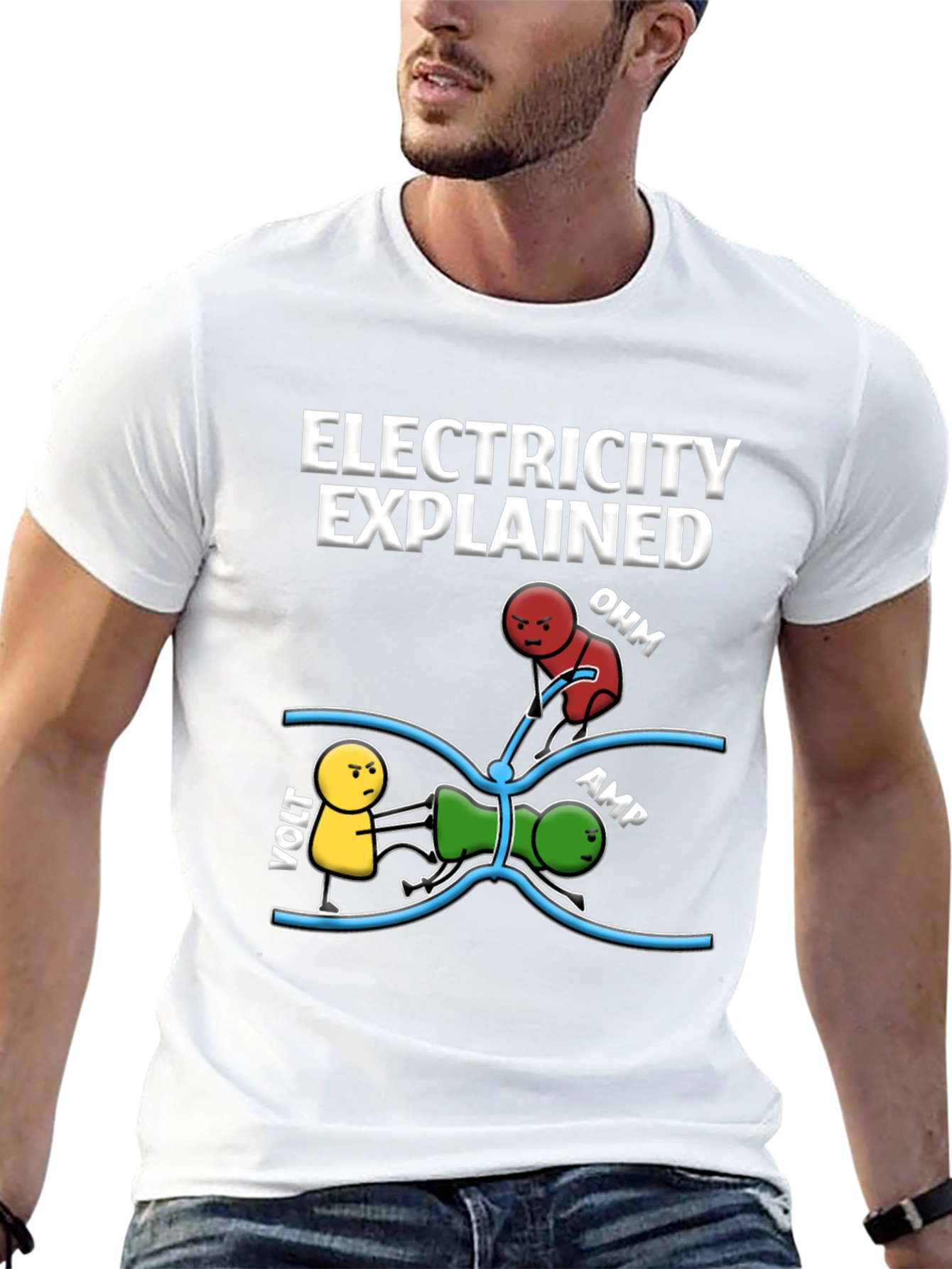 Black Electricity Explained Black Graphic T-Shirt view 13