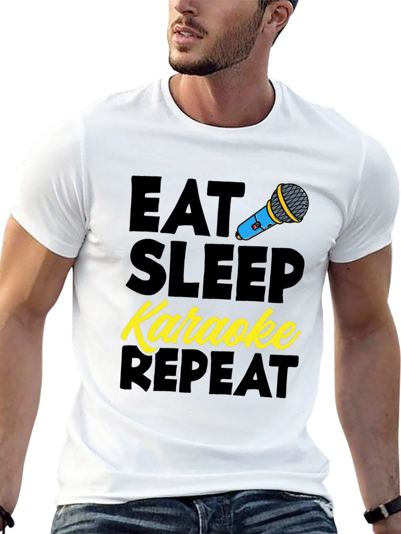 Black Eat Sleep Karaoke Repeat Graphic Tee view 13