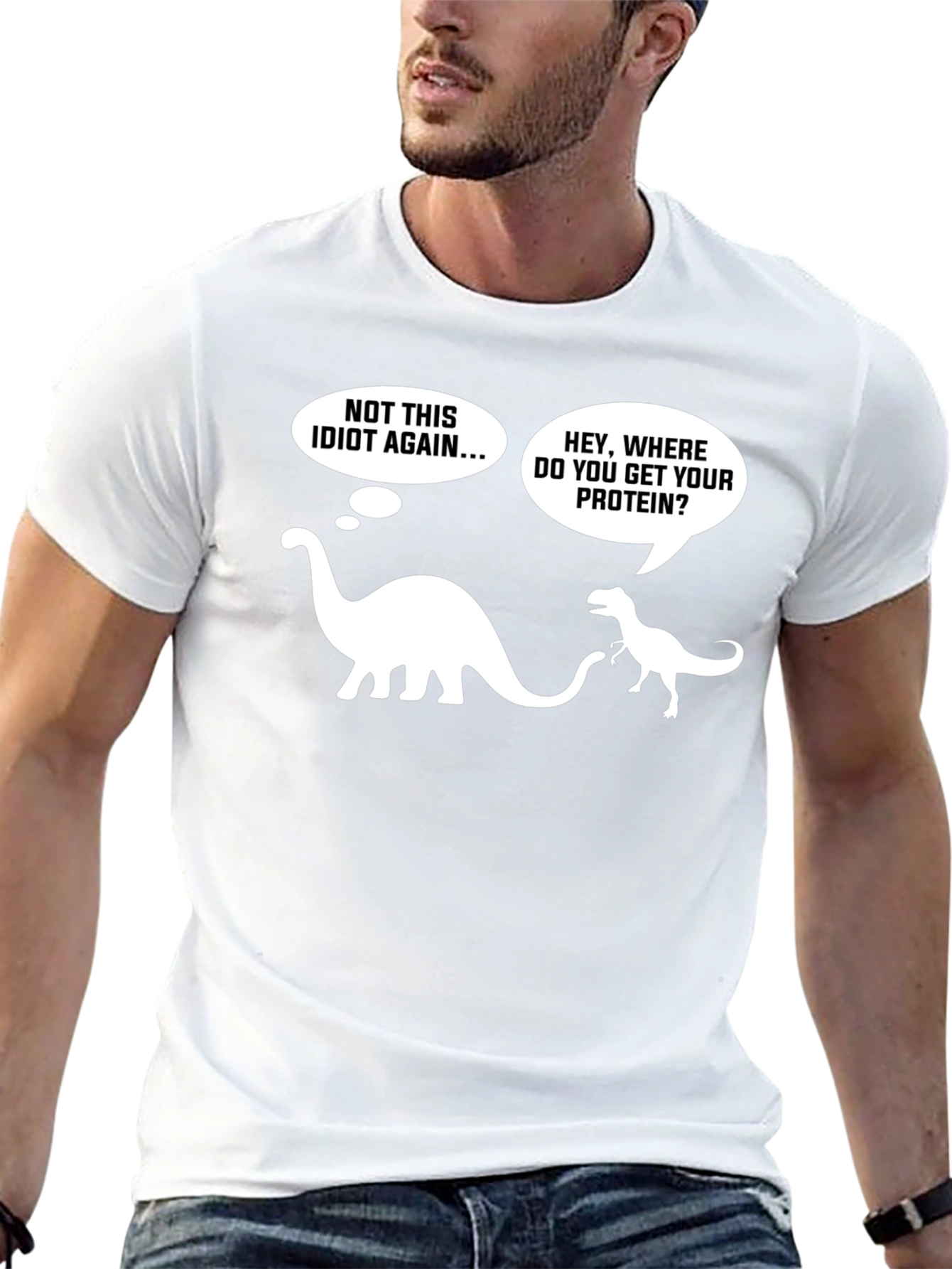 Black Dinosaur Protein T-Shirt - Funny Vegan Tee view 13