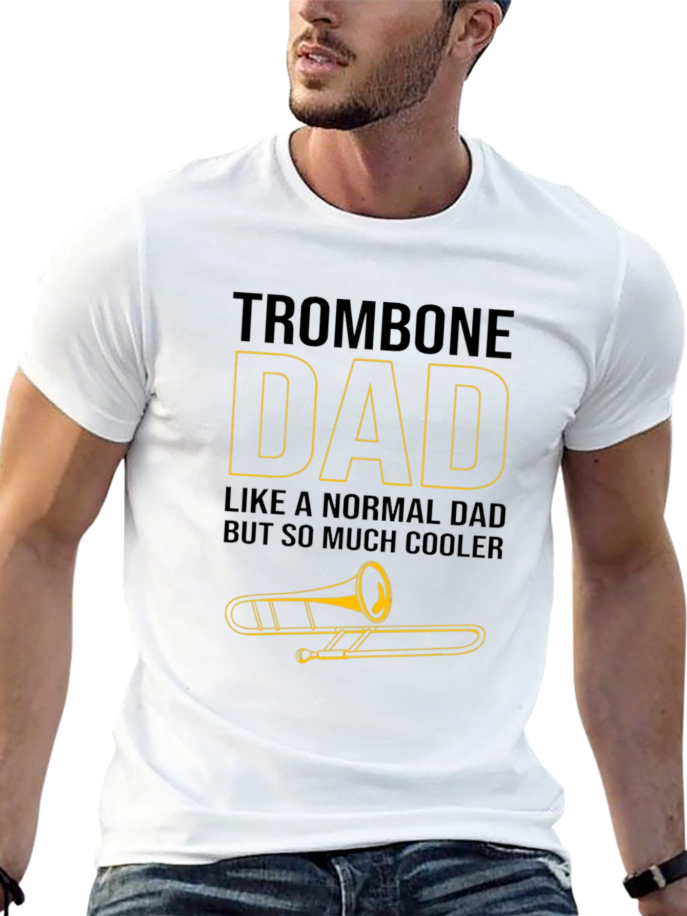Black Trombone Dad Graphic T-Shirt - Musician Father Tee view 13