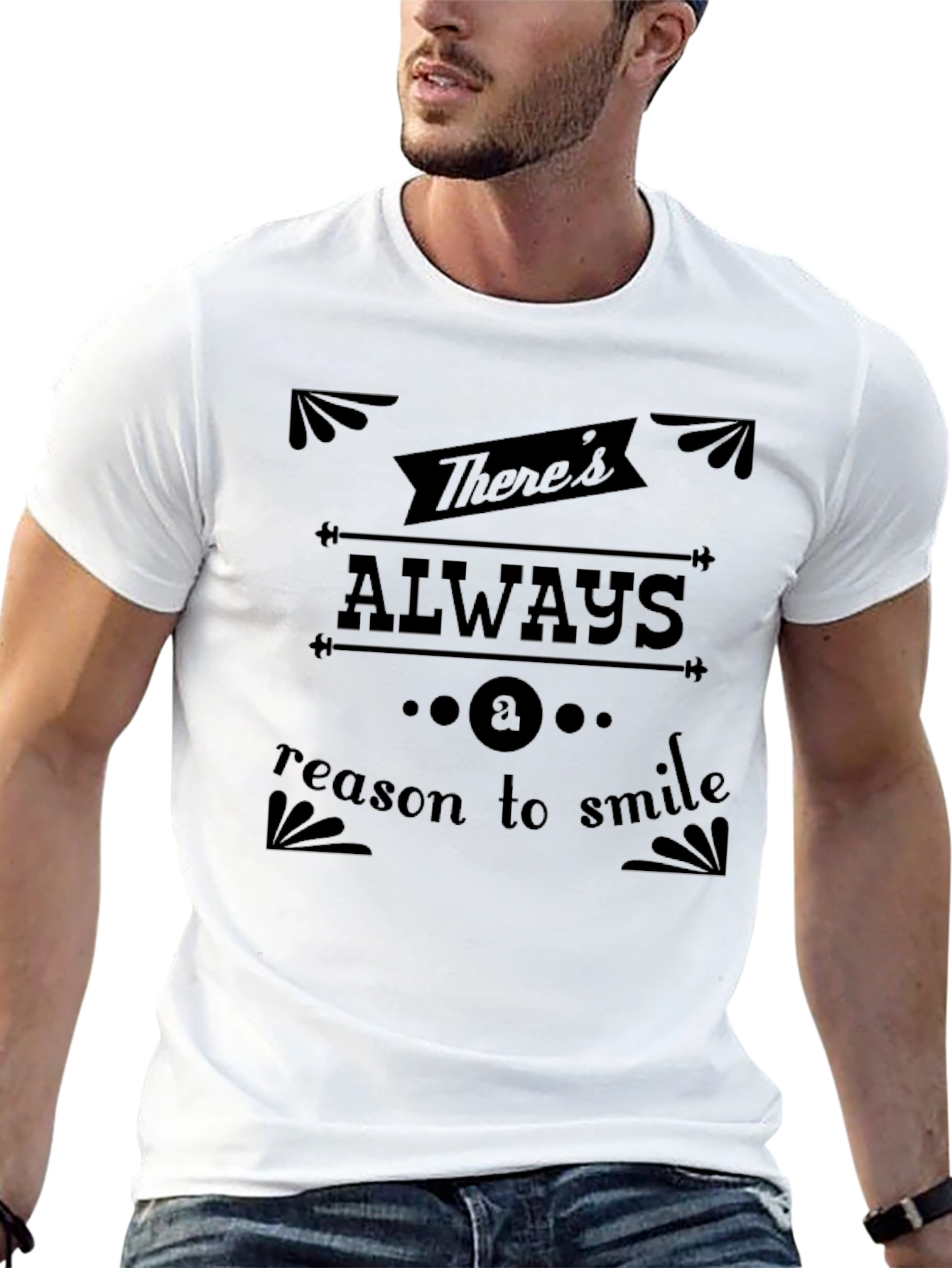 Black There's Always a Reason to Smile Graphic Tee view 13