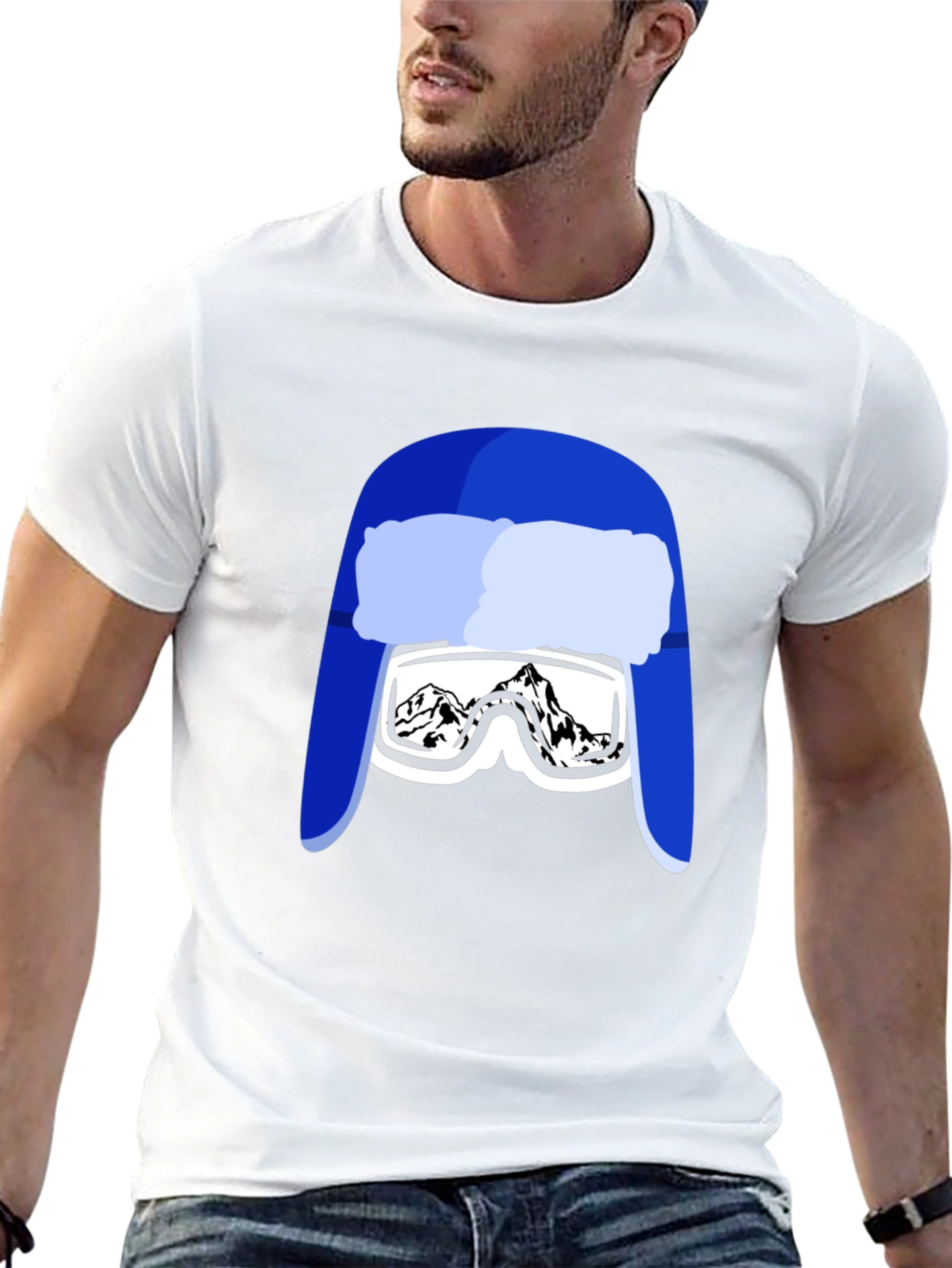 Black Funny Ski Hat Goggles T-Shirt view 13