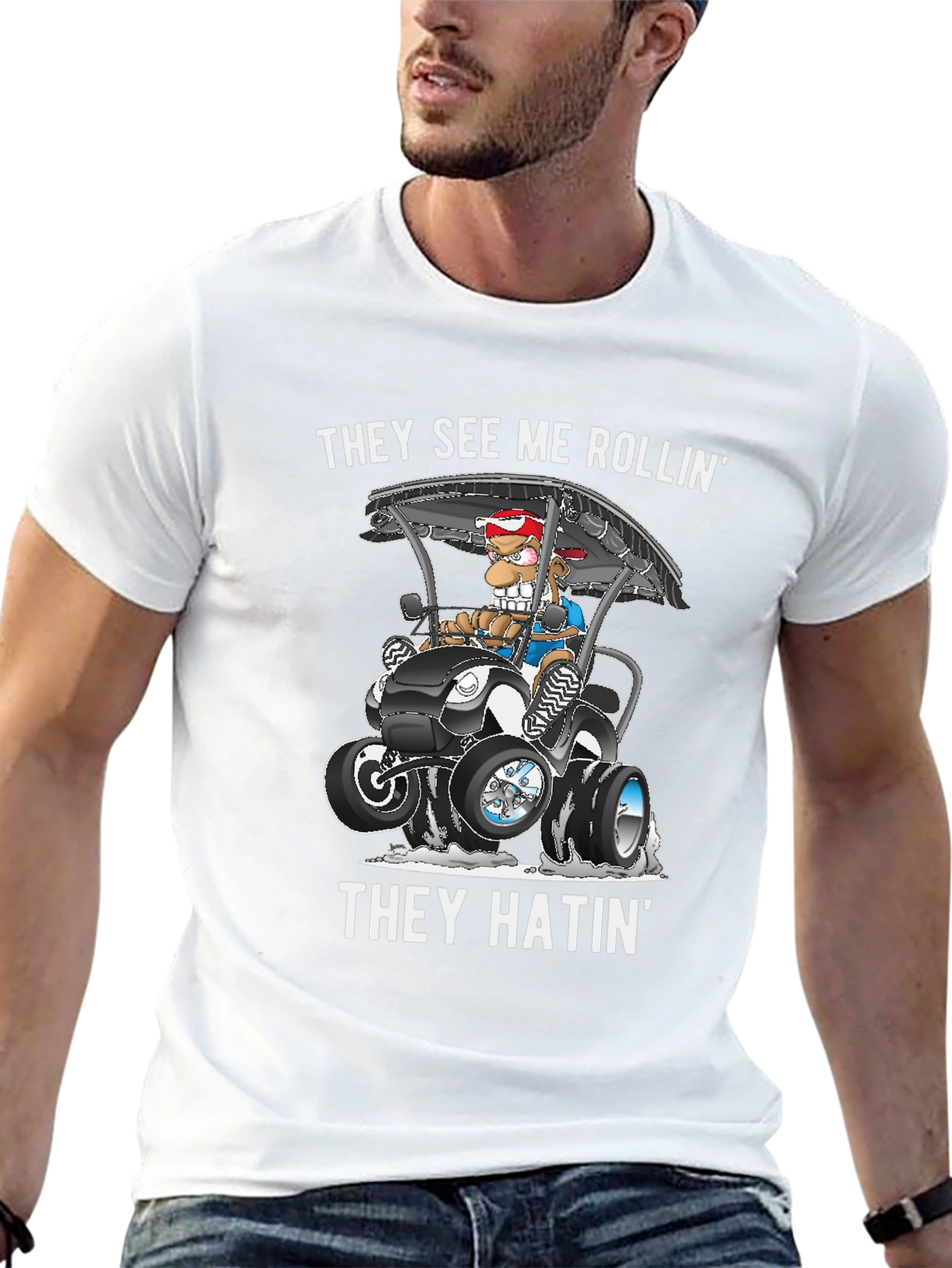 Black They See Me Rollin' T-Shirt view 13